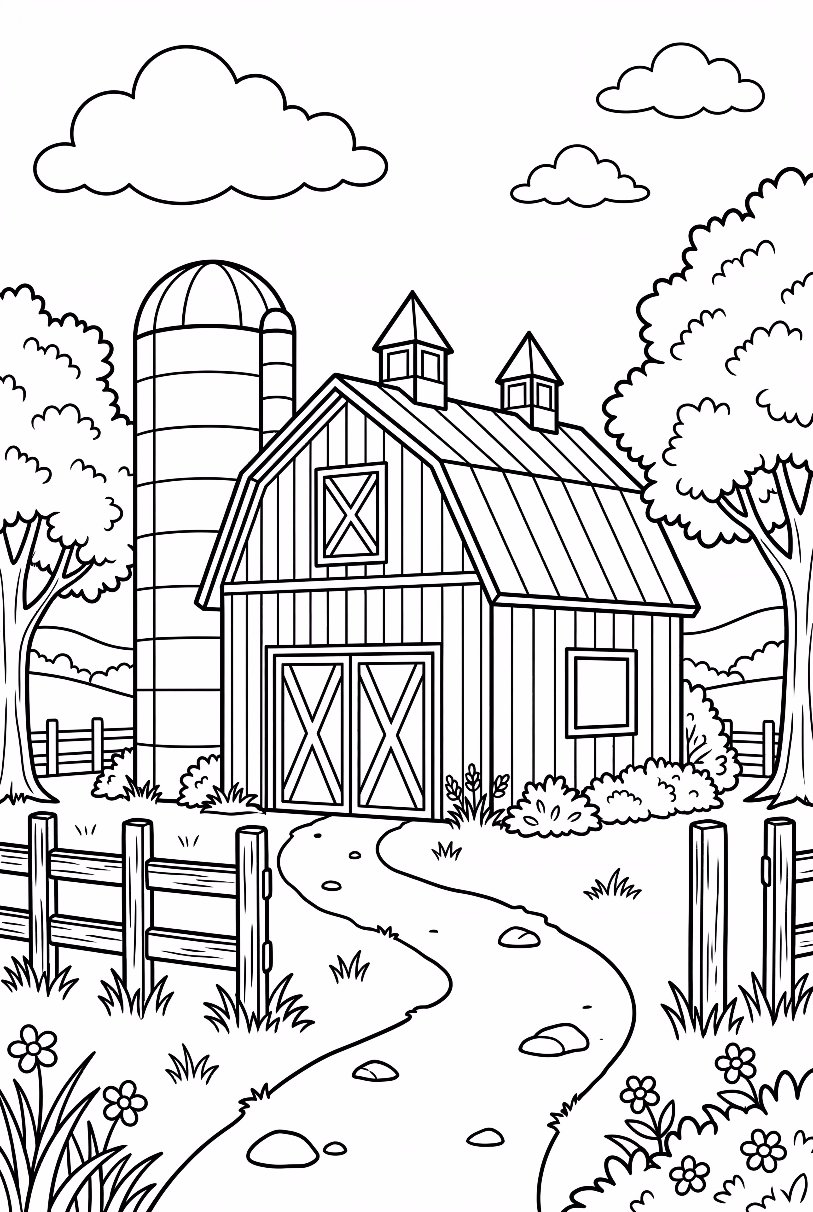 Farm Scene with a Red Barn