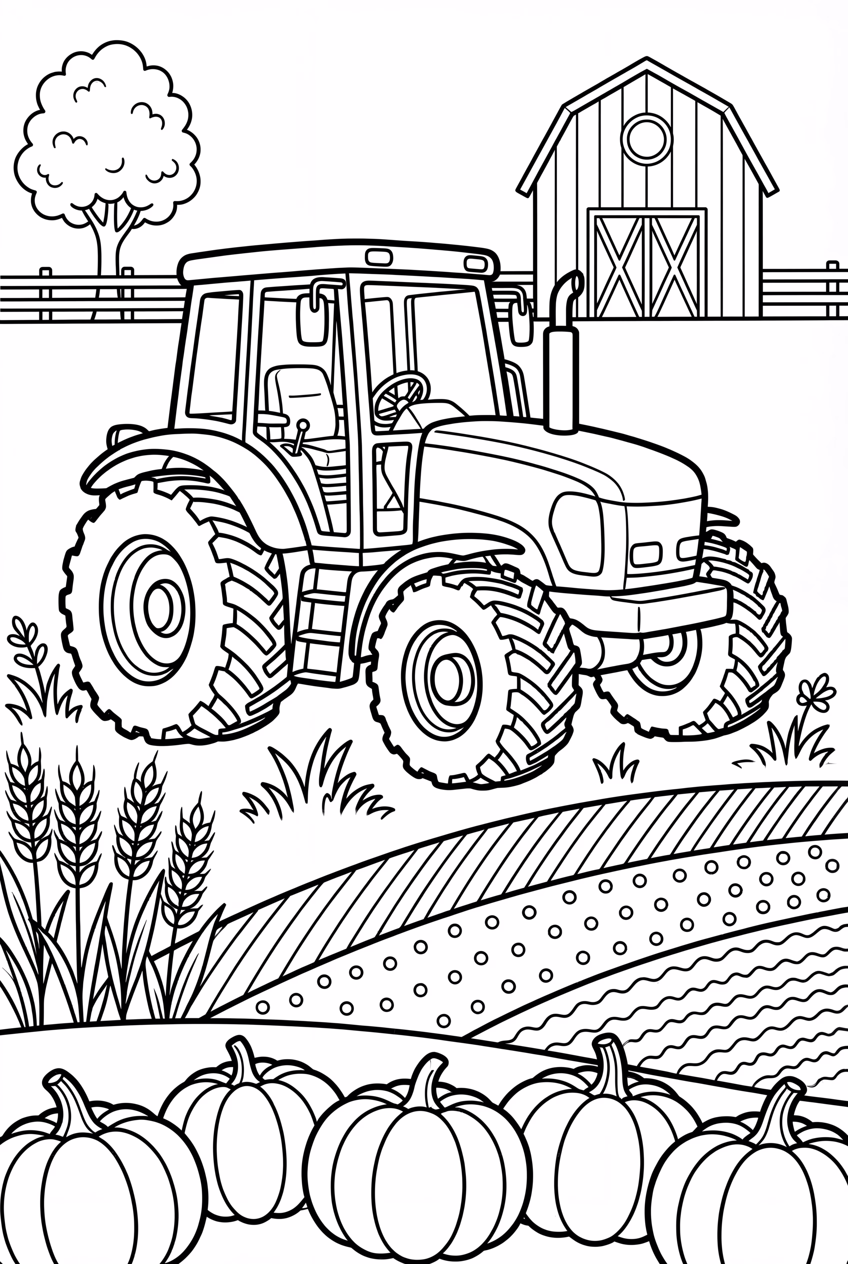 Scène de ferme avec récolte des cultures