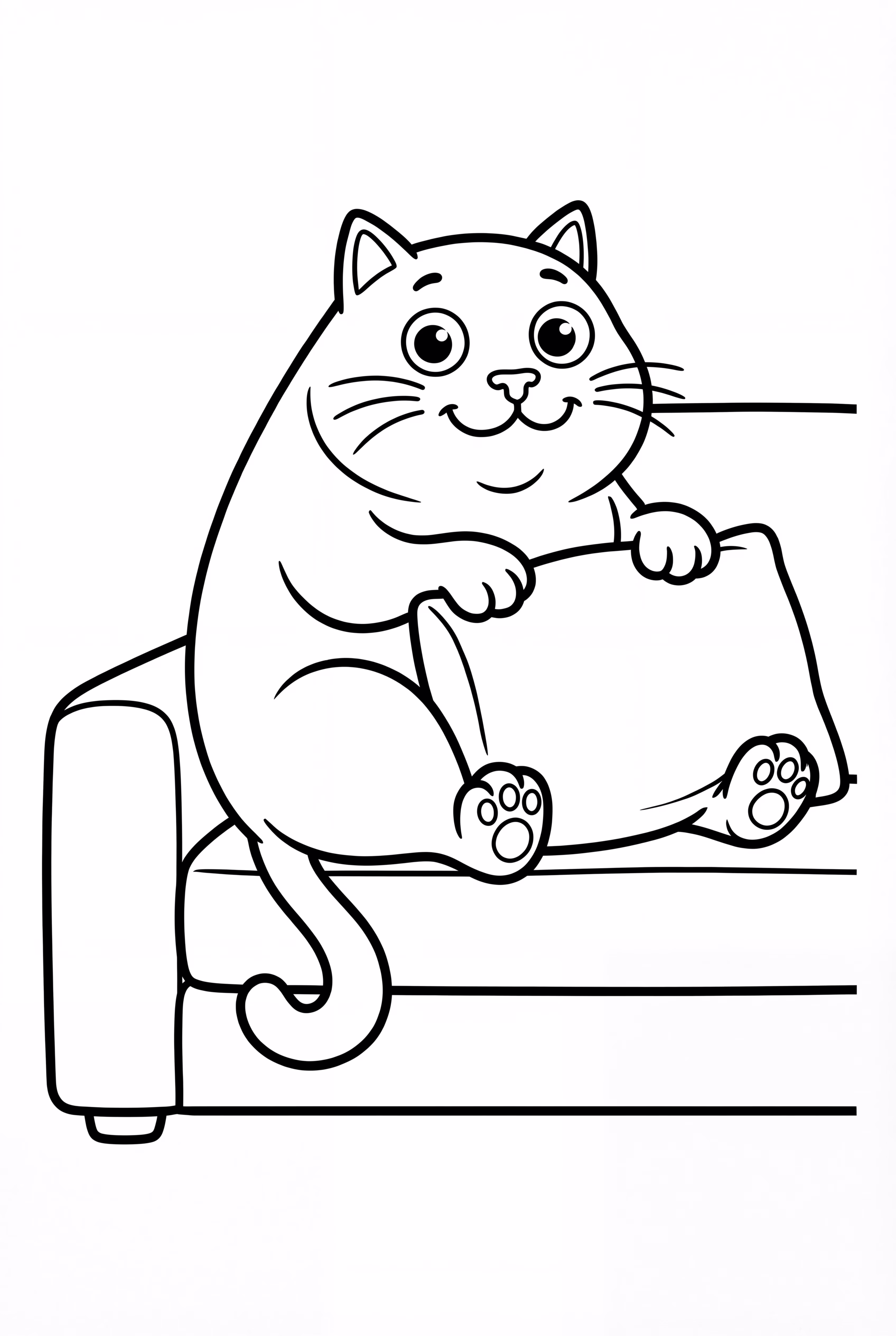 Fat Cat Sitting On Couch