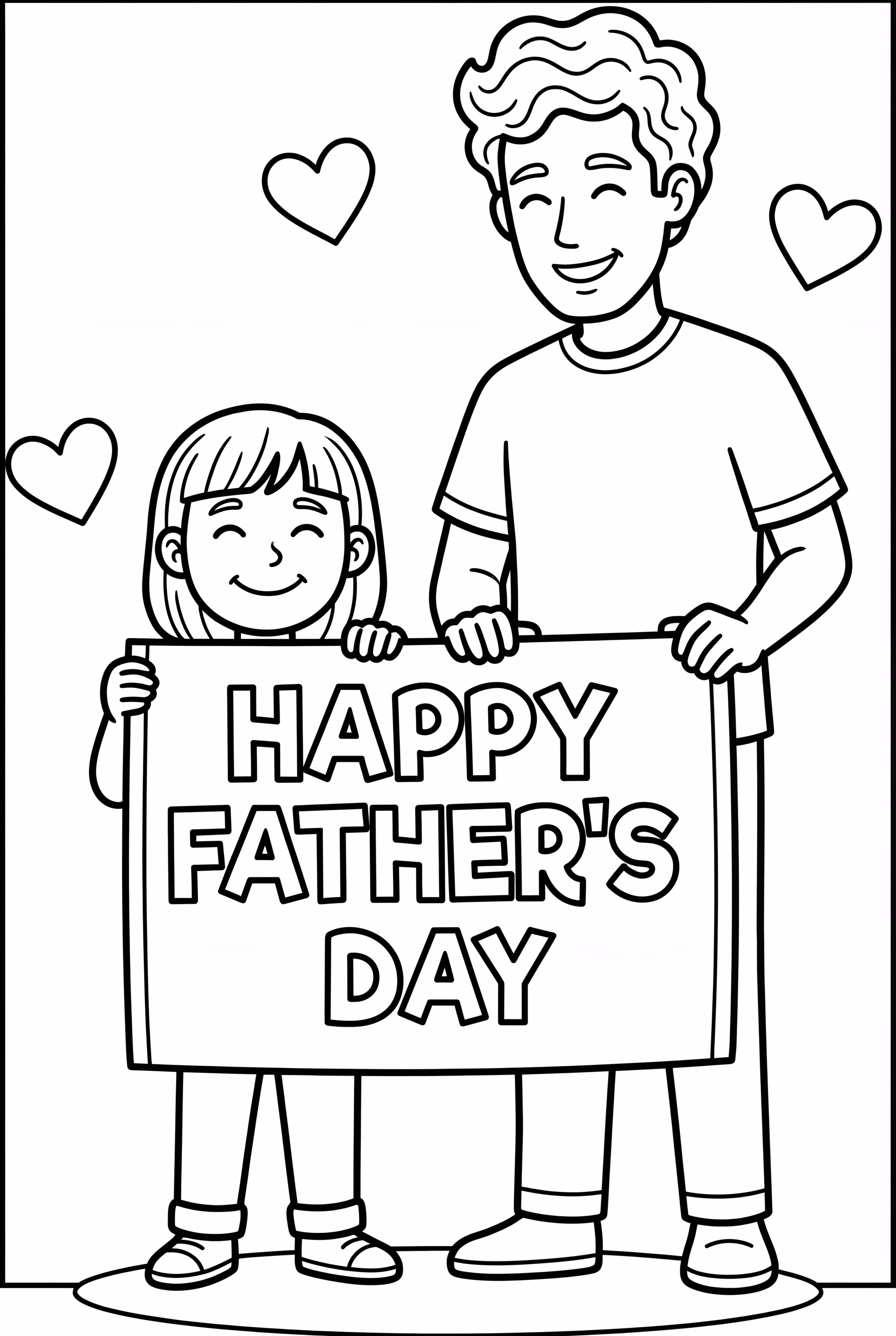 Father And Child Holding Happy Father's Day Banner