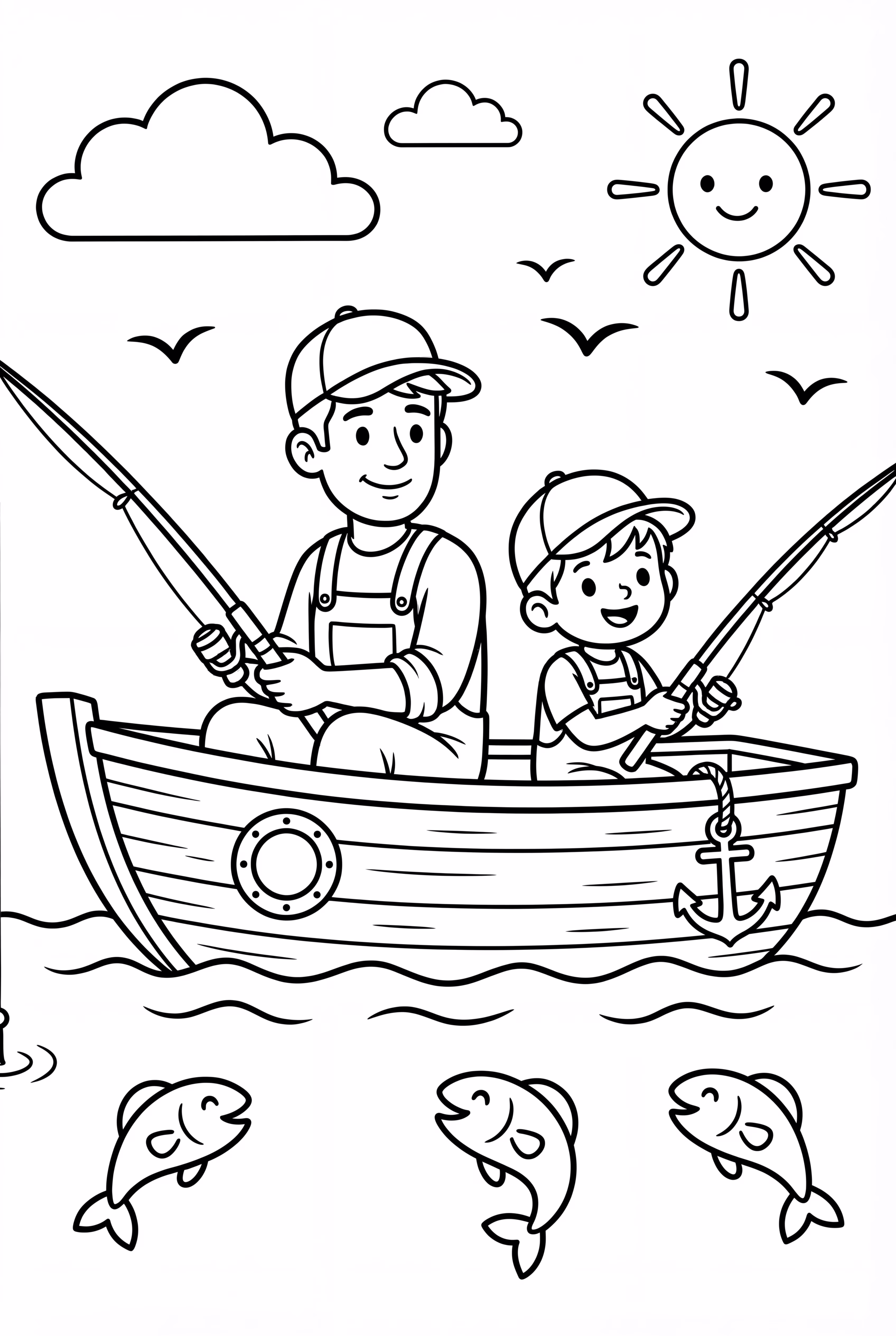 Father's Day Fishing Boat Scene