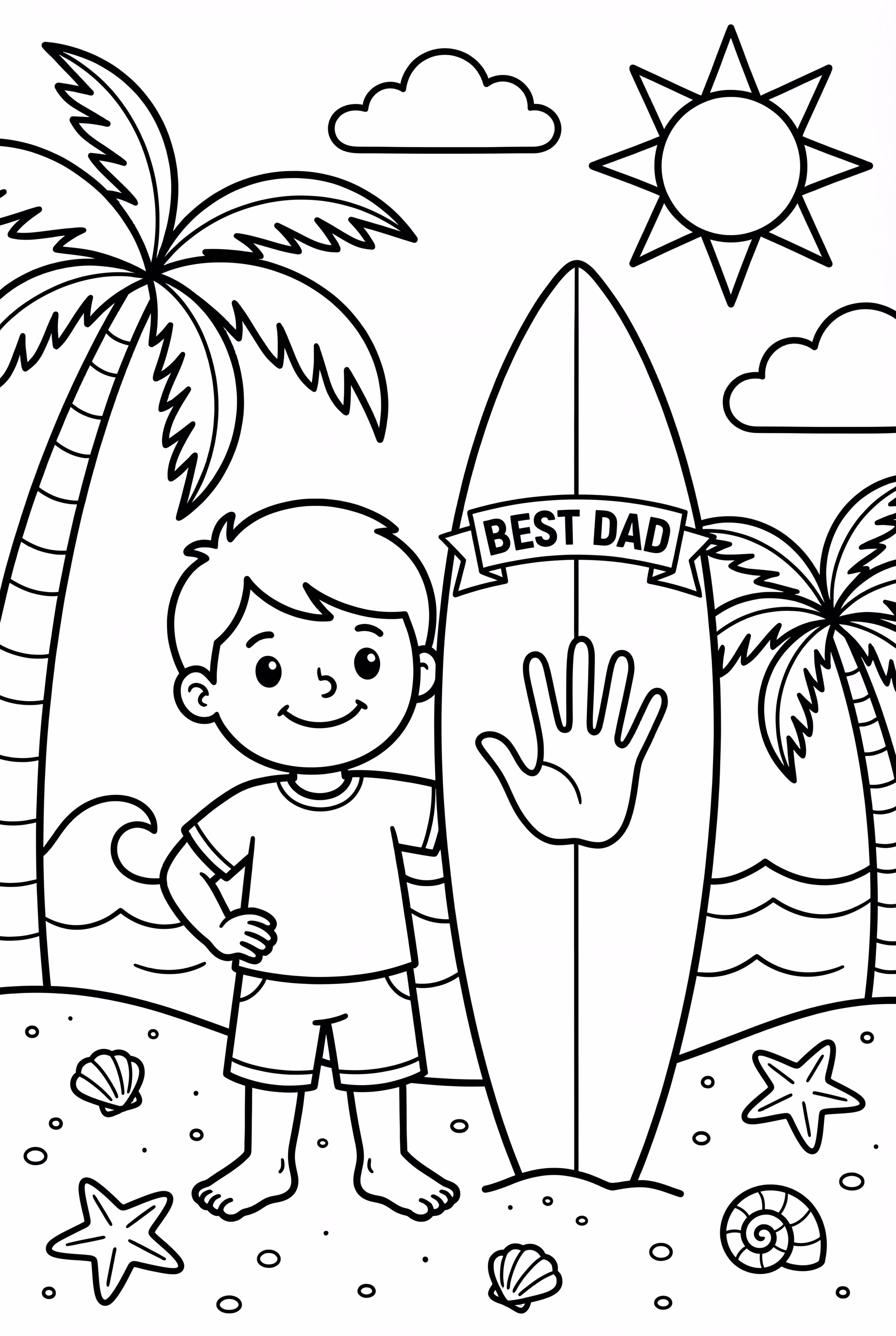 Father's Day Surfboard Beach Scene