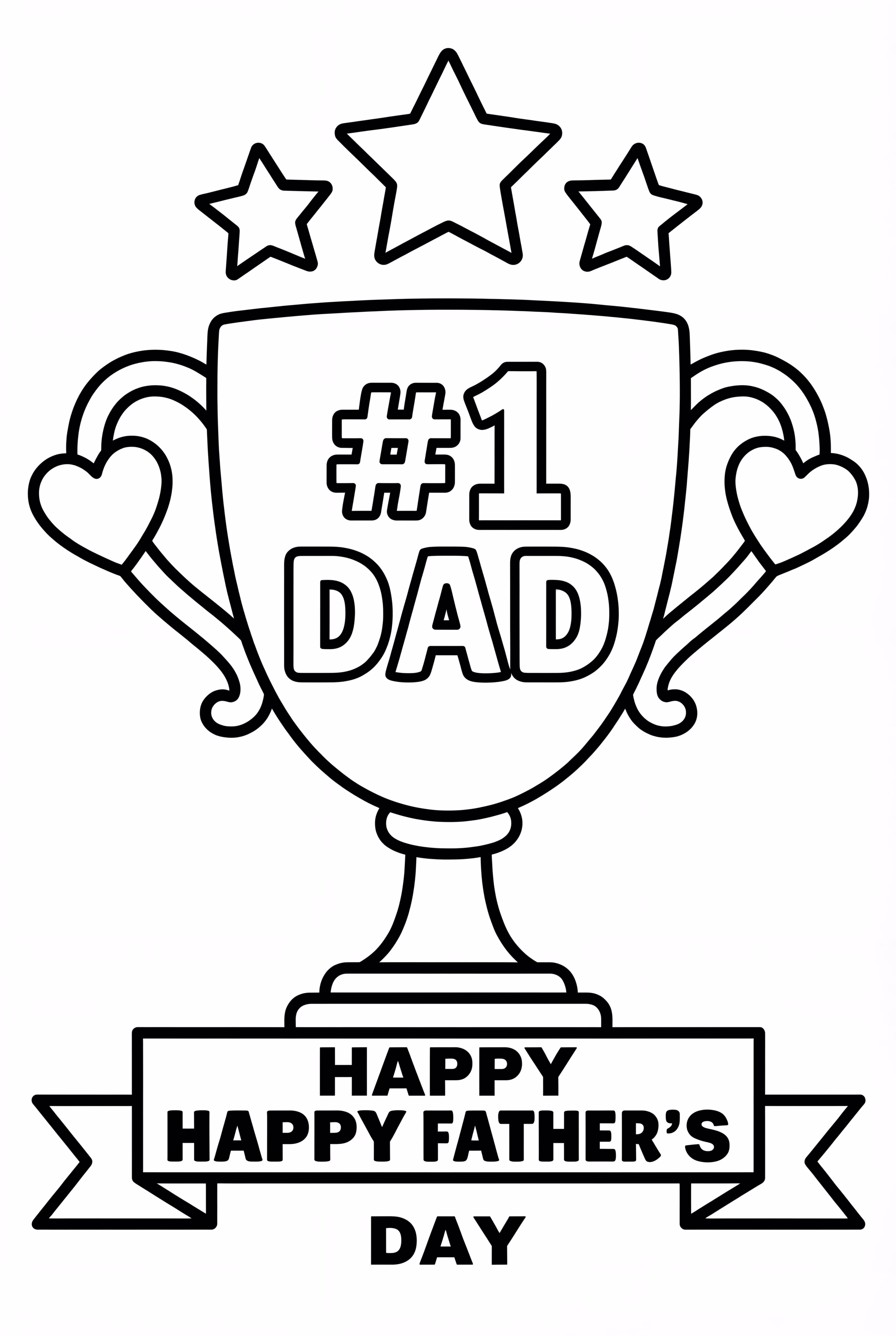 父亲节奖杯与心形图案