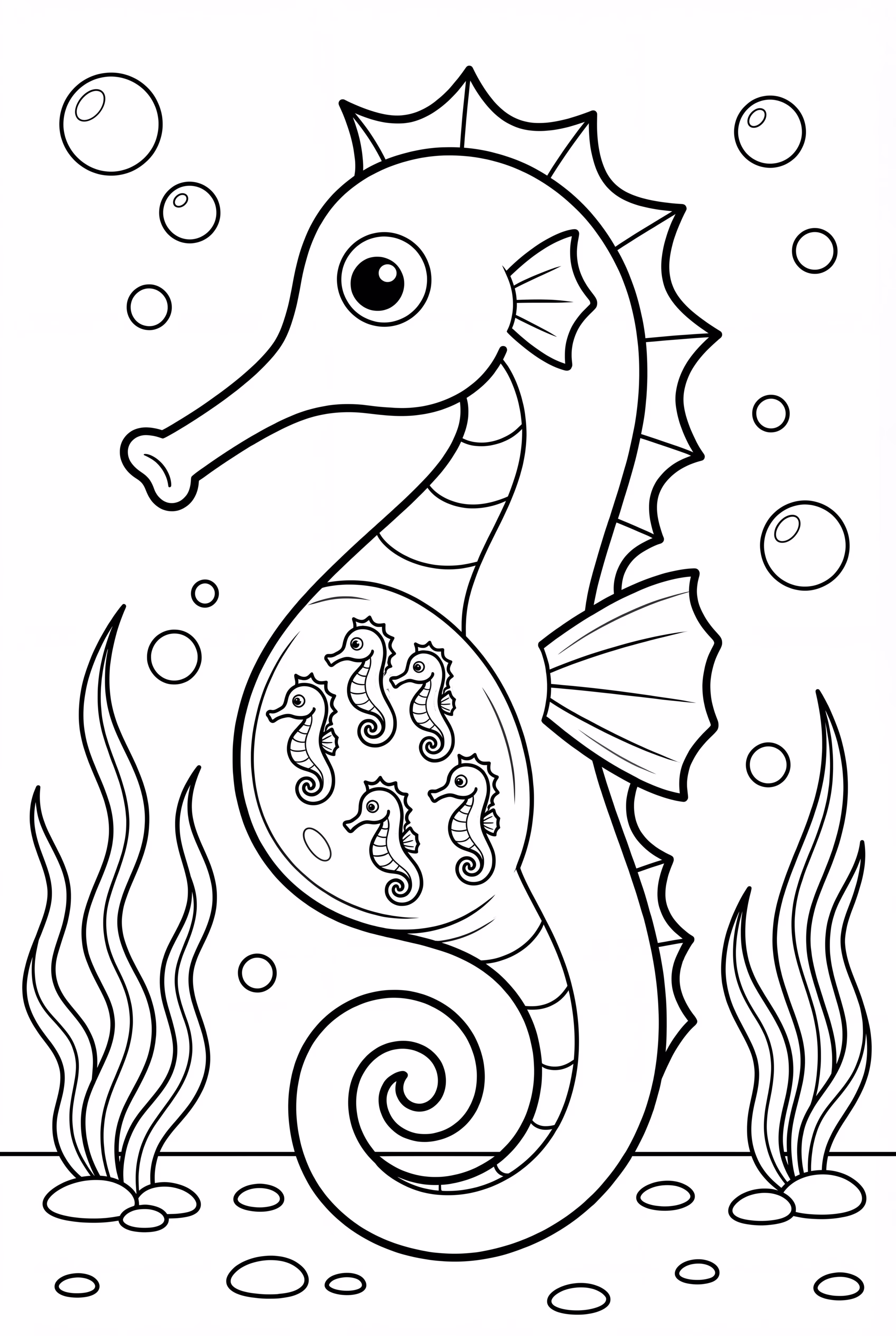 Father Seahorse With Babies In Pouch