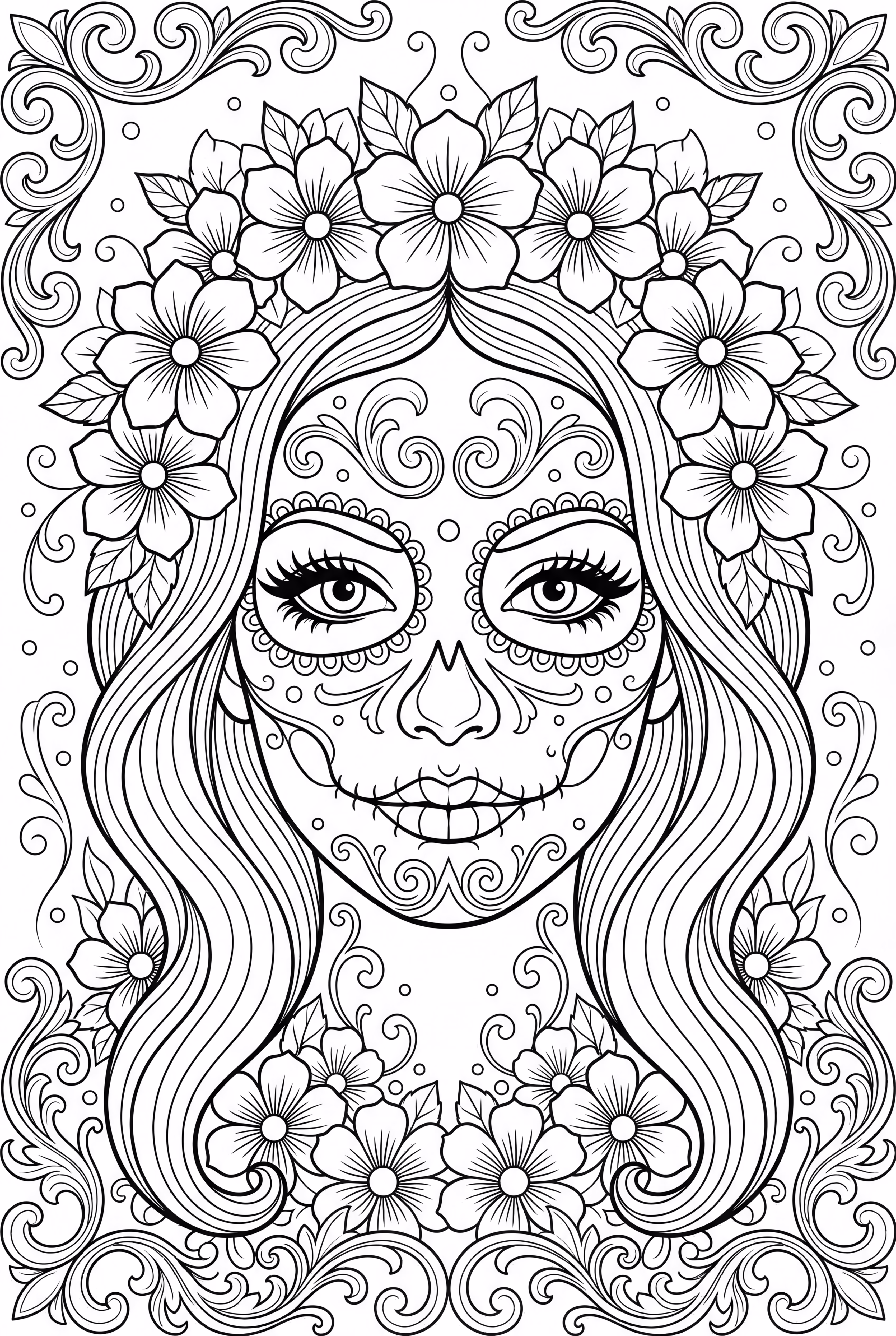 Maquillaje de calavera de azúcar femenino