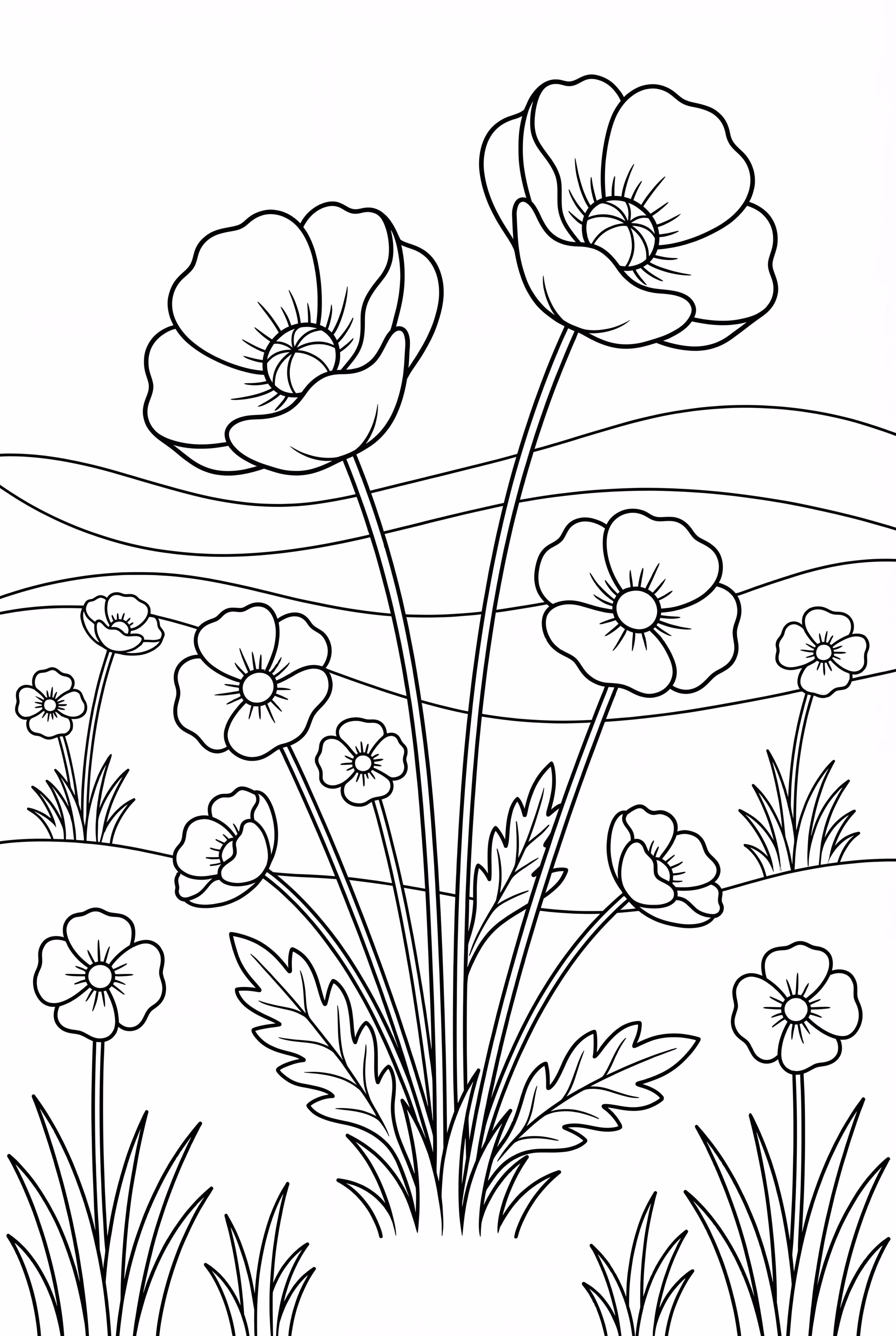 Field Of Waving Poppy Flowers