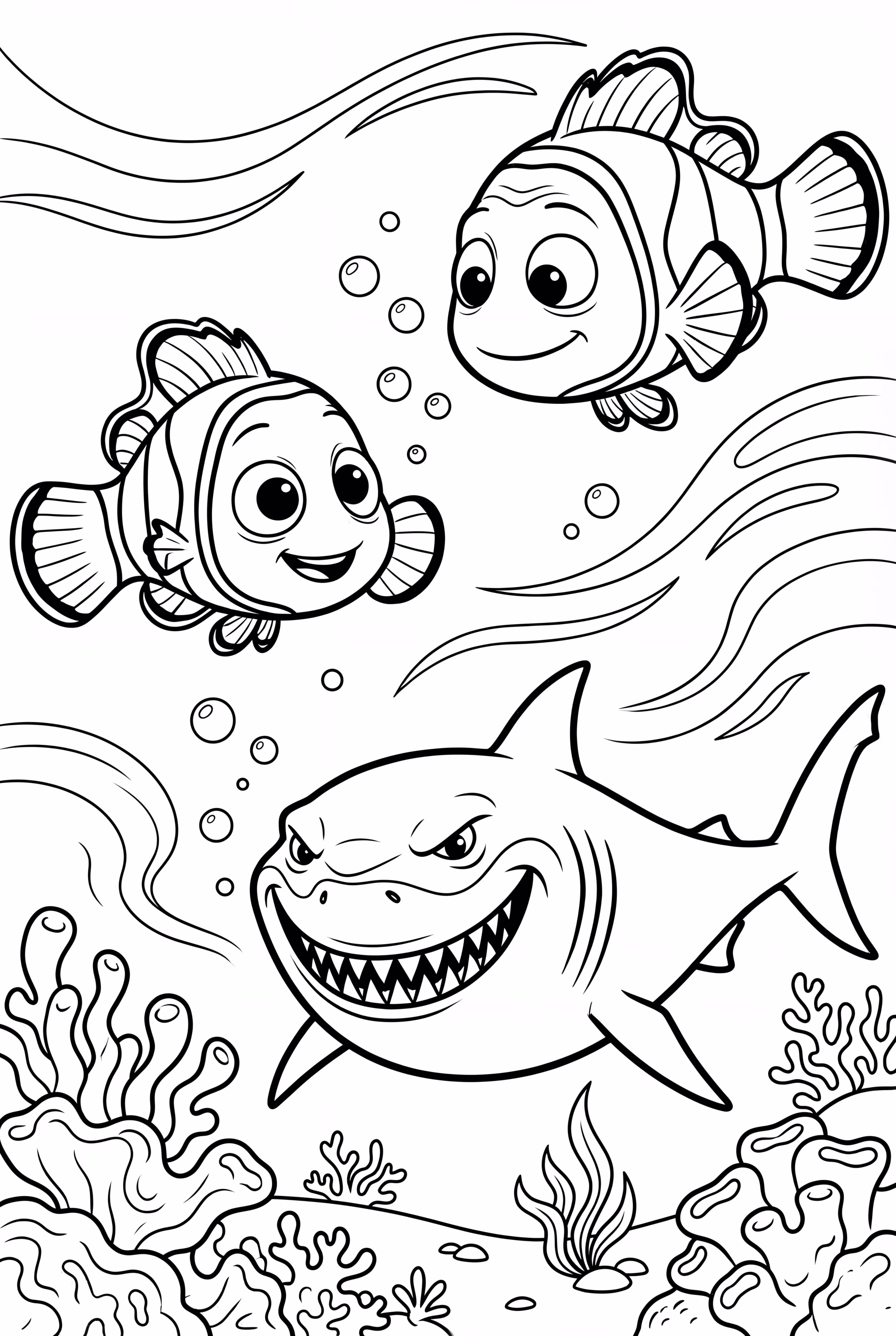 Finding Nemo And Bruce The Shark In The Ocean