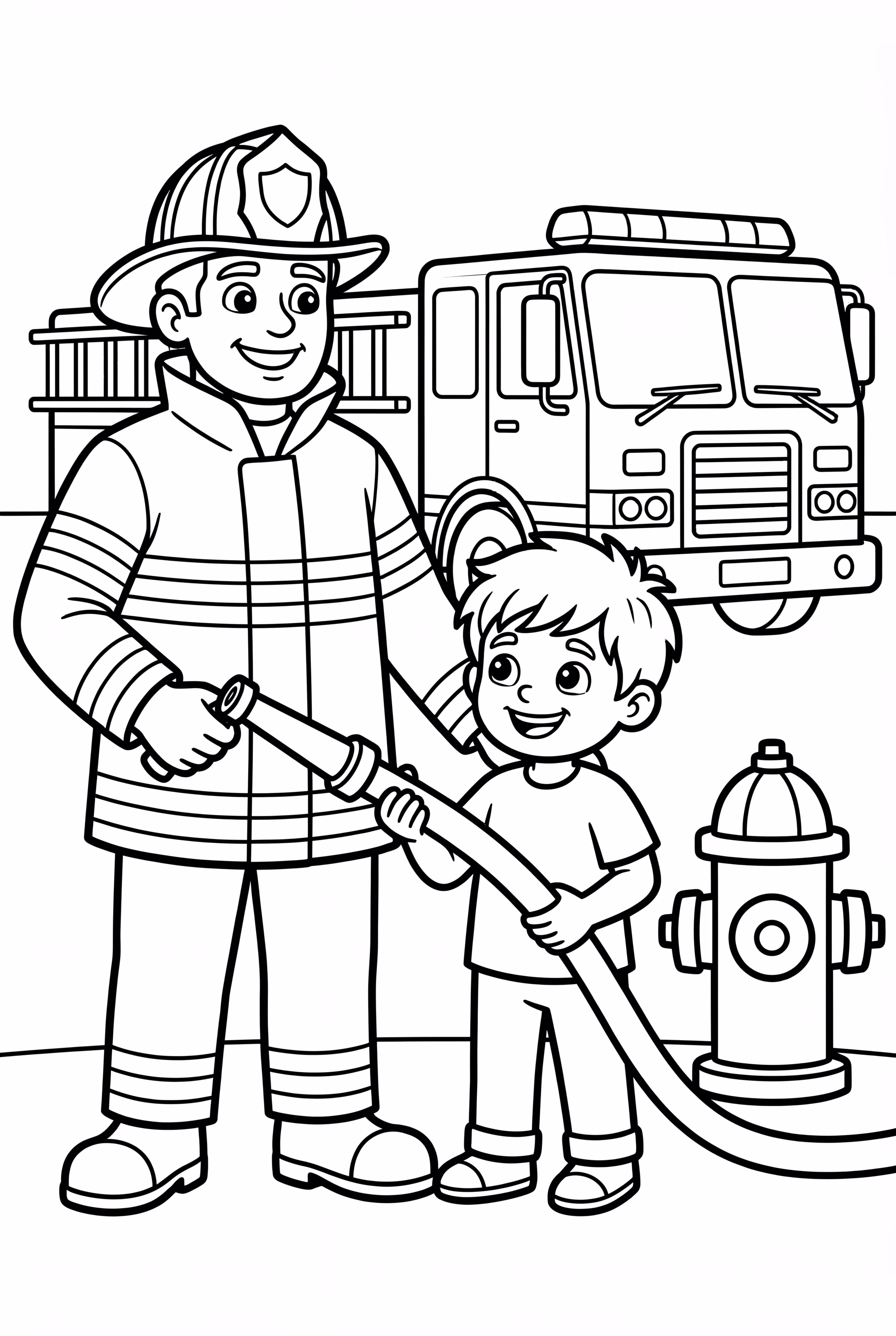 Segurança Contra Incêndios Bombeiro Ajudando Uma Criança