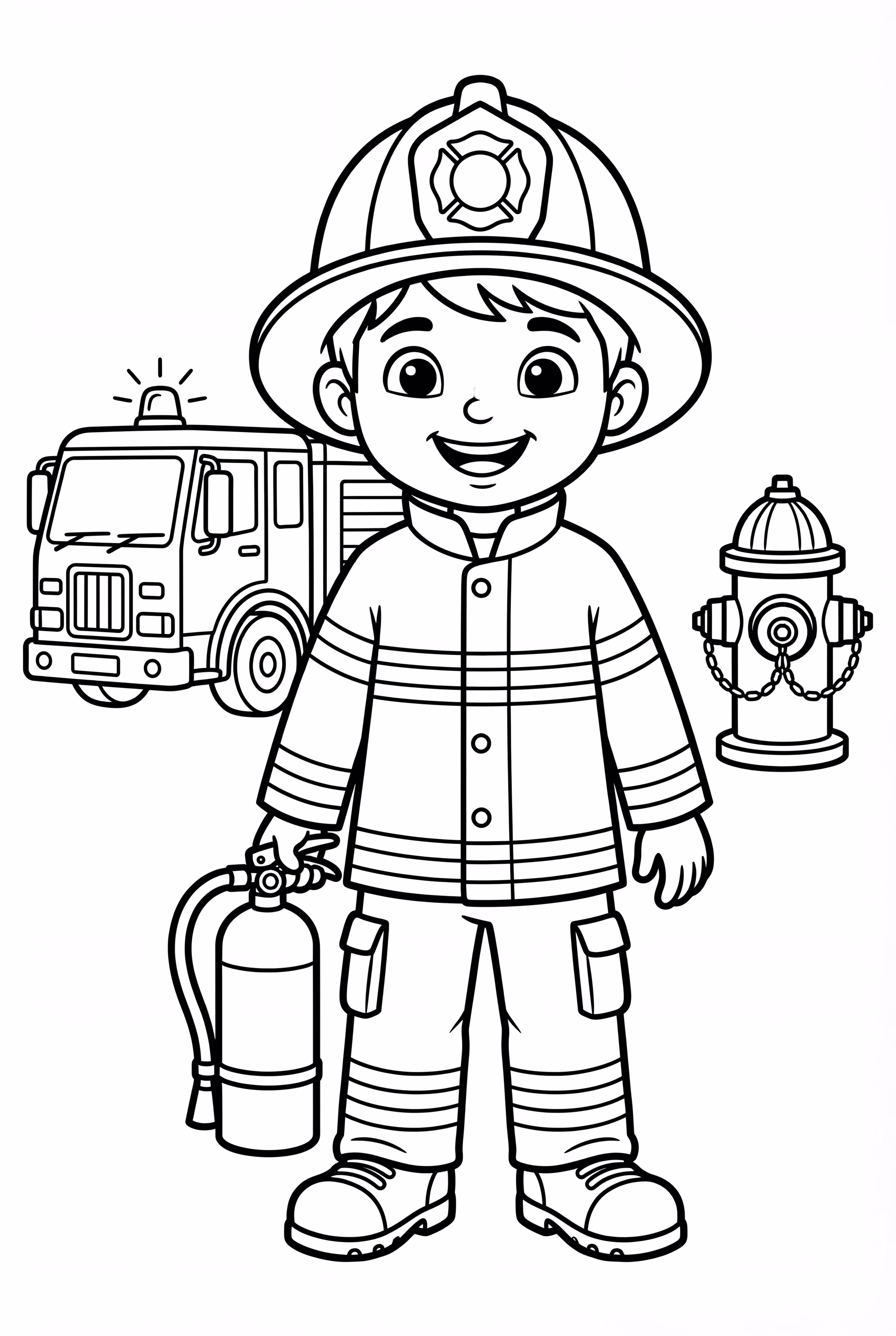 Fire Safety Firefighter In Full Gear