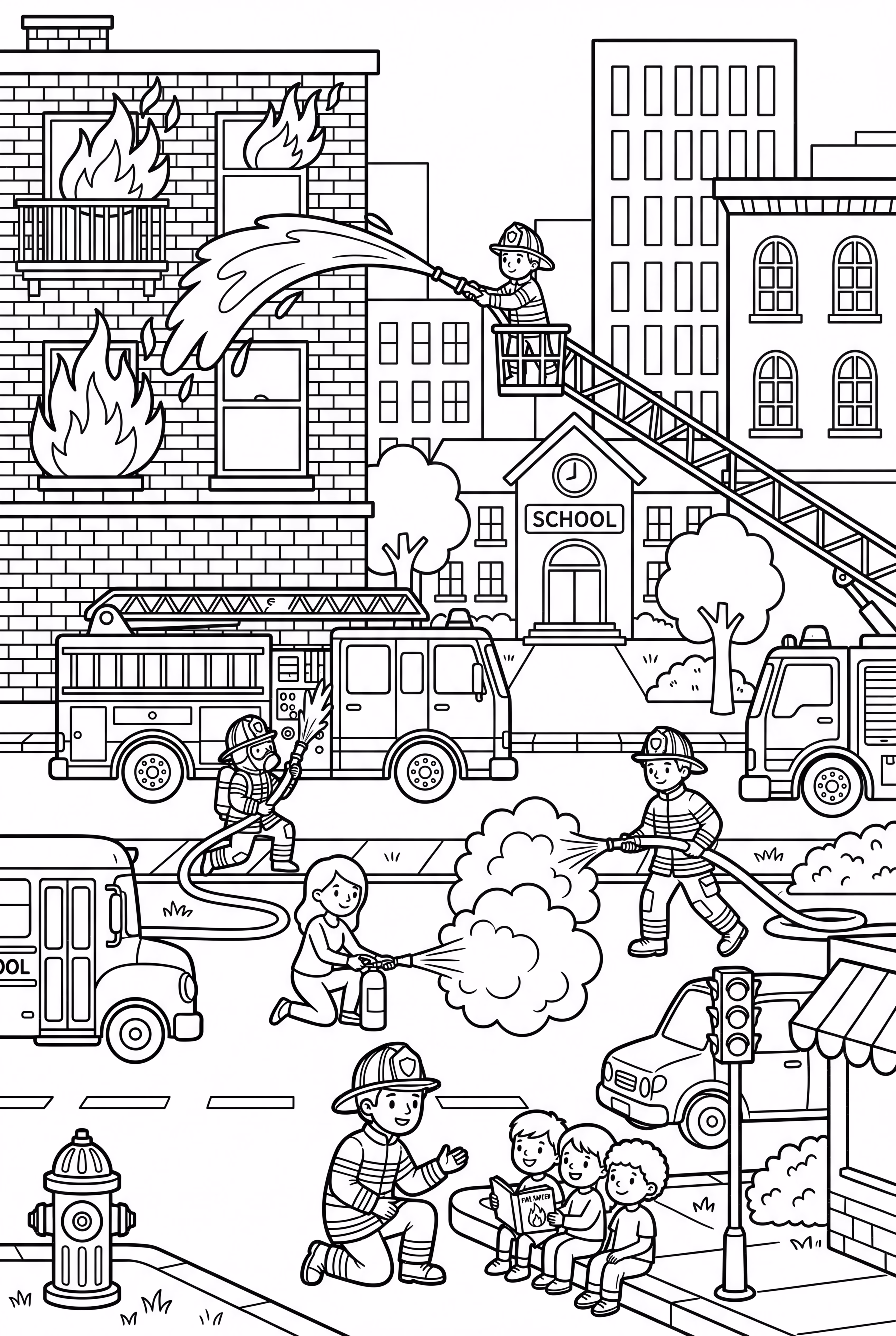 Fire Safety In A Detailed City Scene