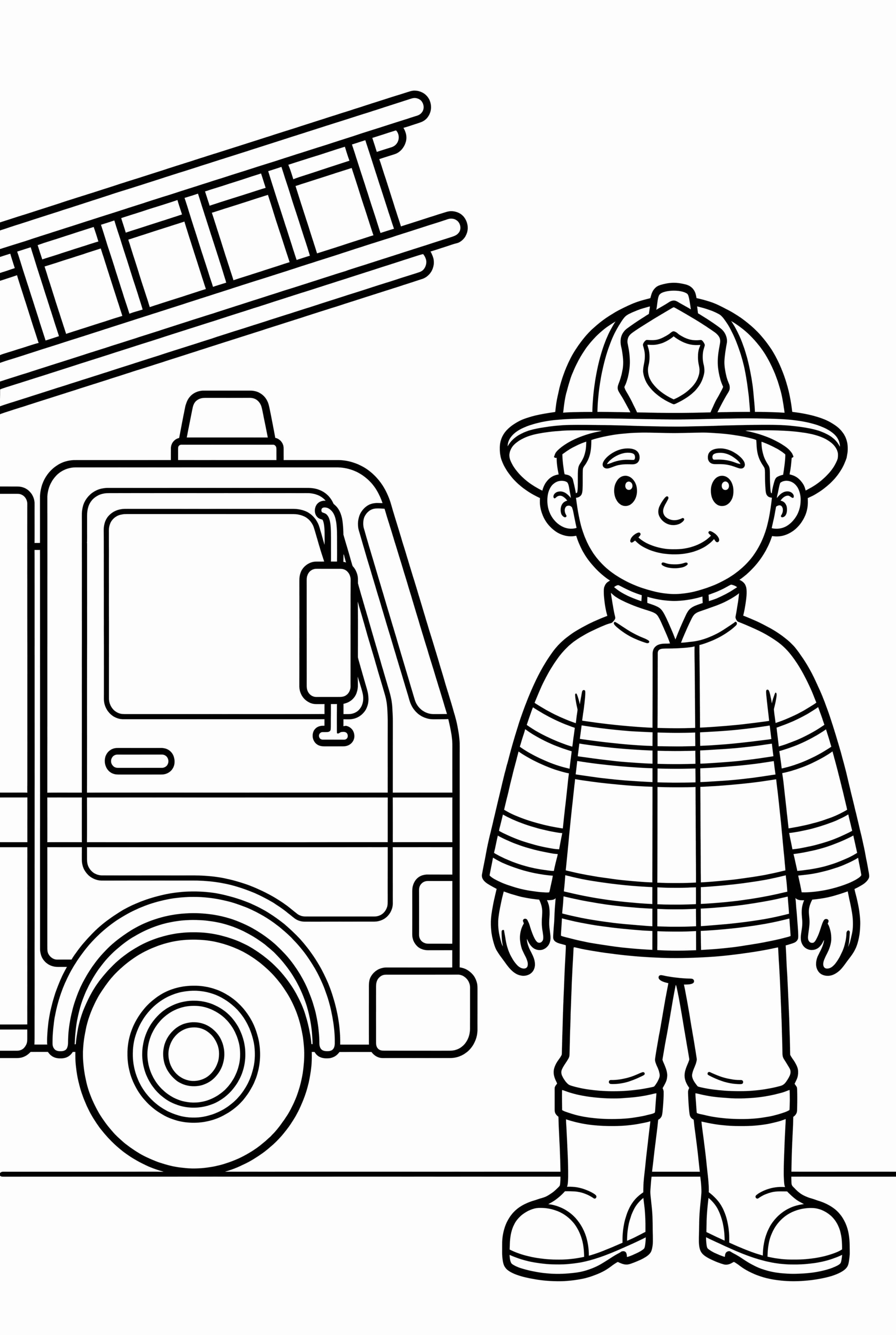 Fire Truck and Smiling Firefighter