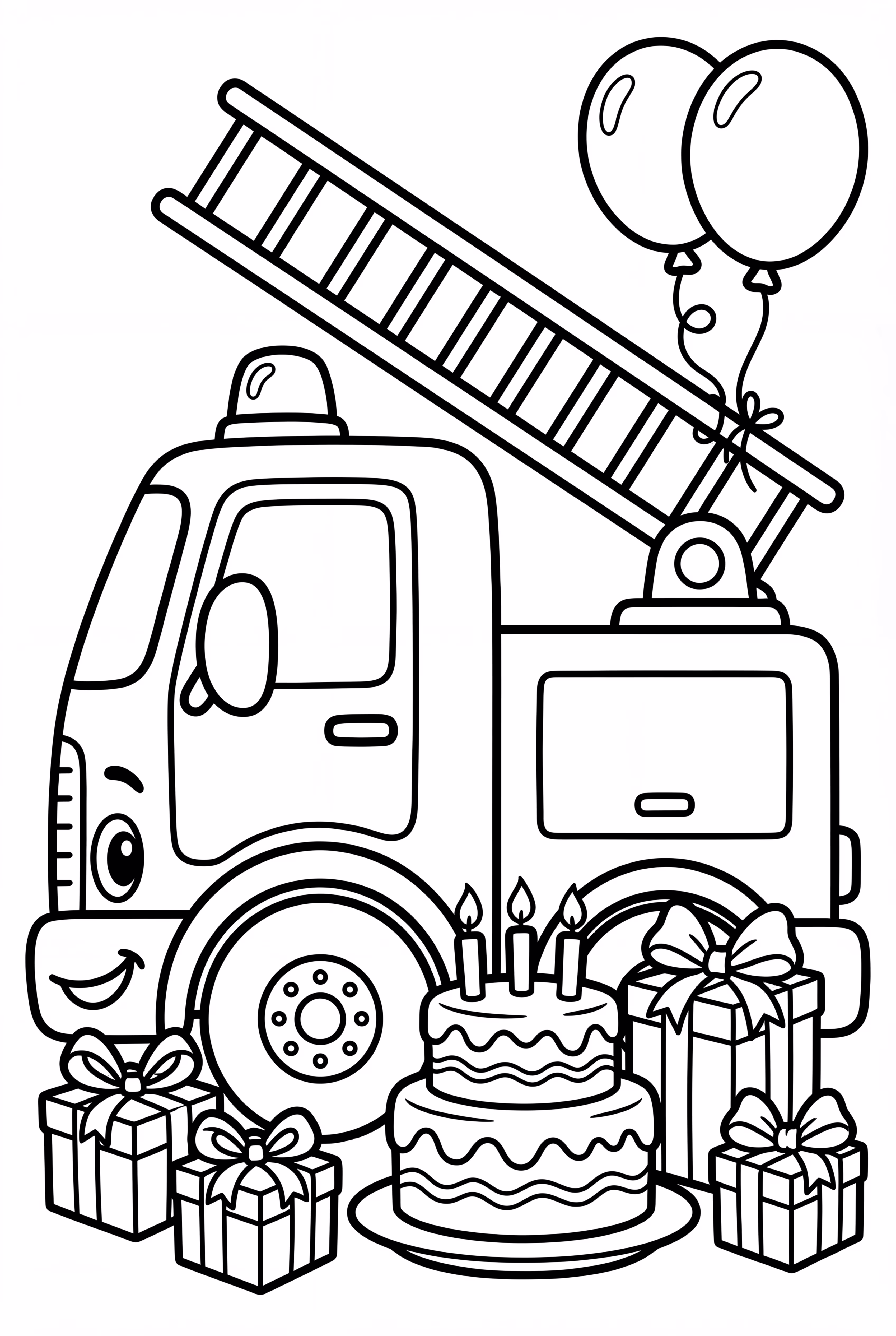 Fire Truck at Birthday Party