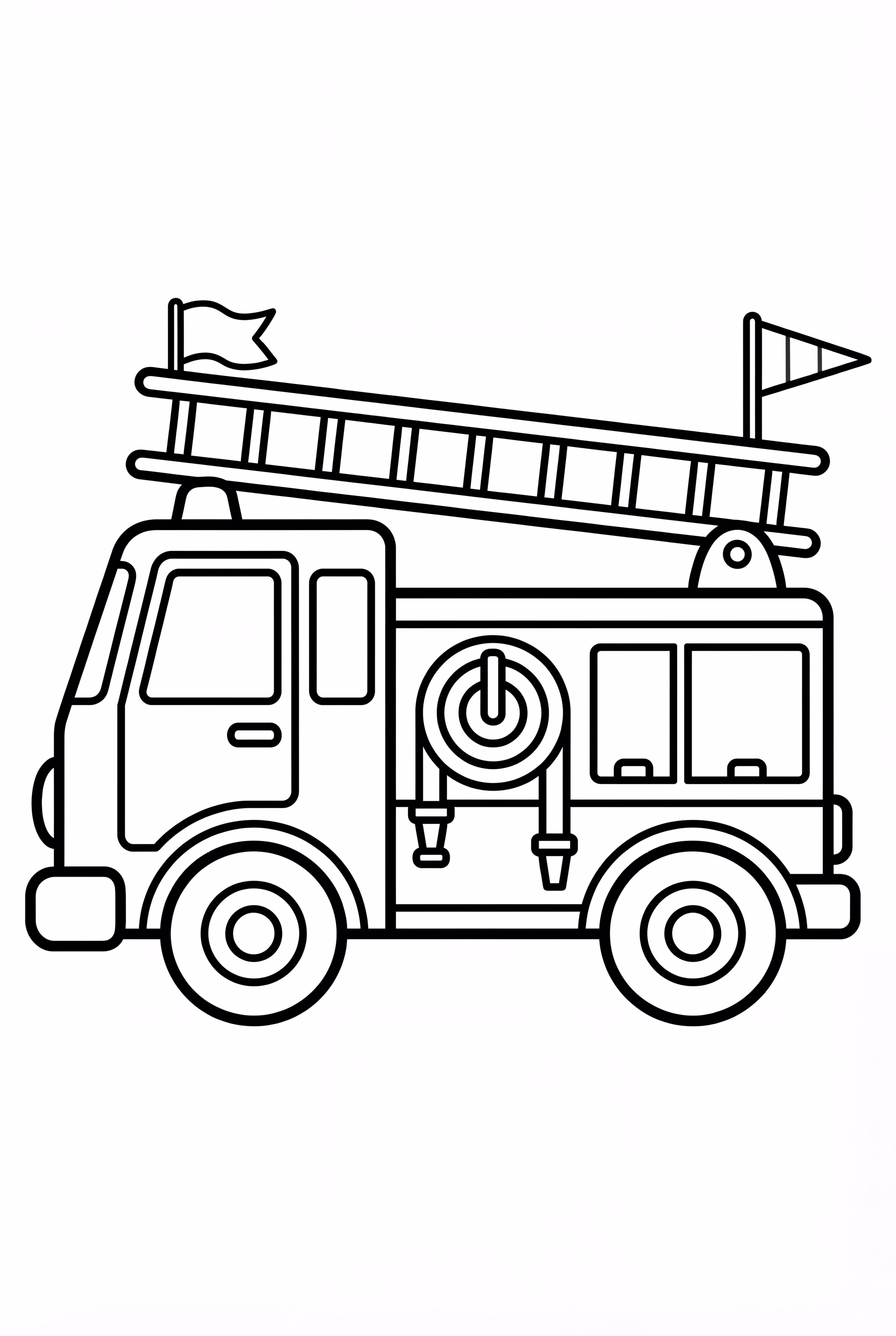 Feuerwehrwagen mit Flaggen dekoriert