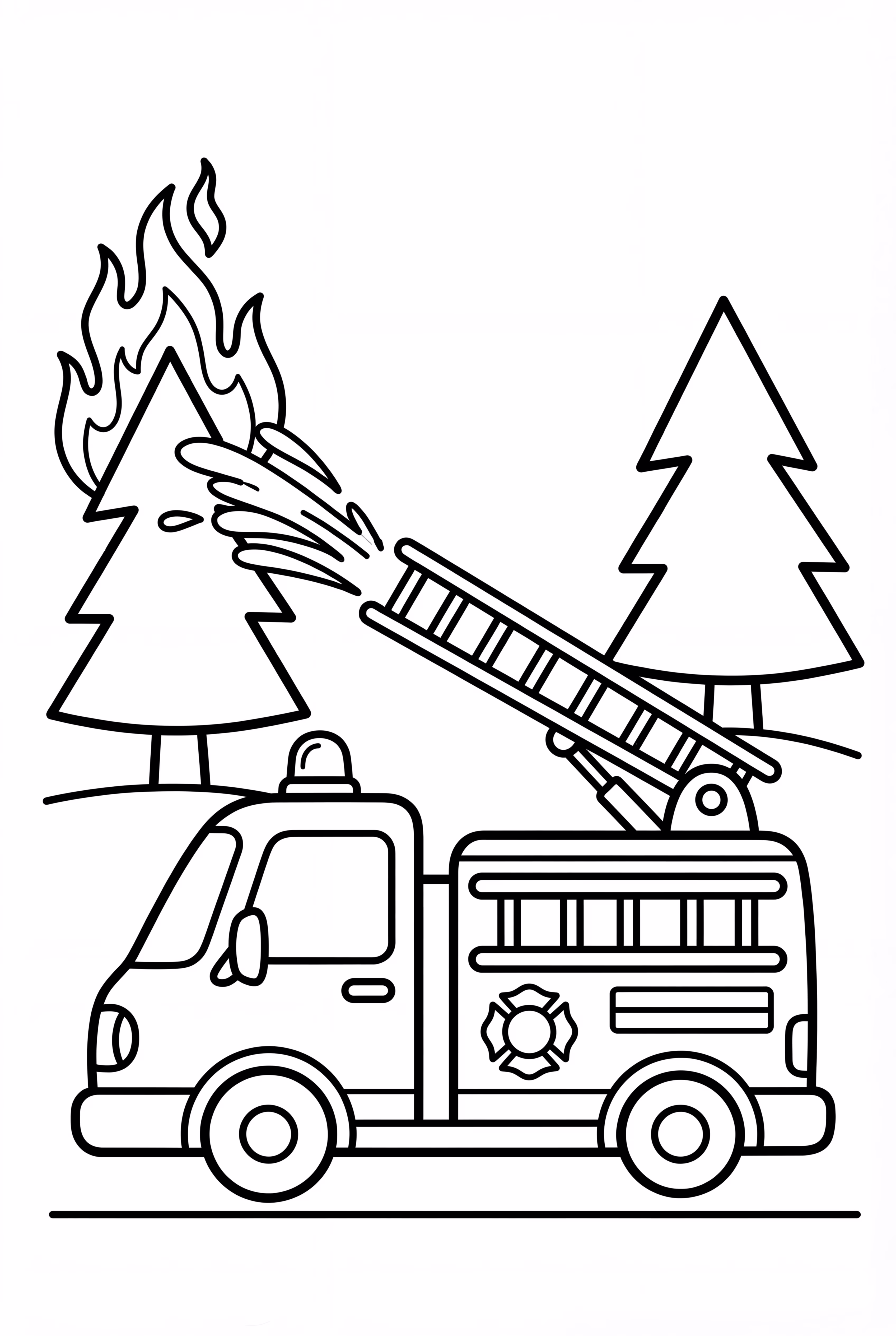 Fire Truck Extinguishing Forest Fire