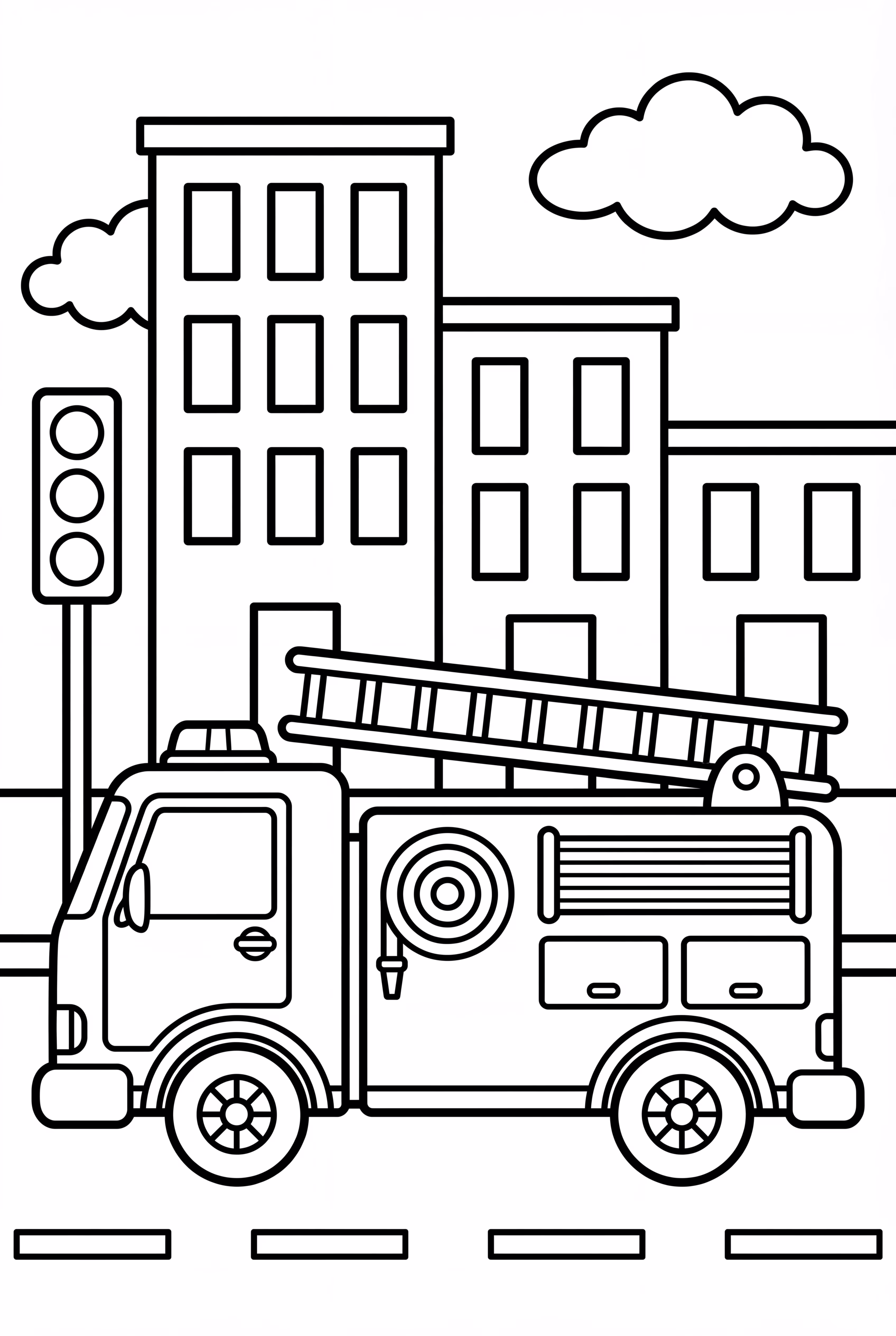 Caminhão de Bombeiros no Trânsito da Cidade