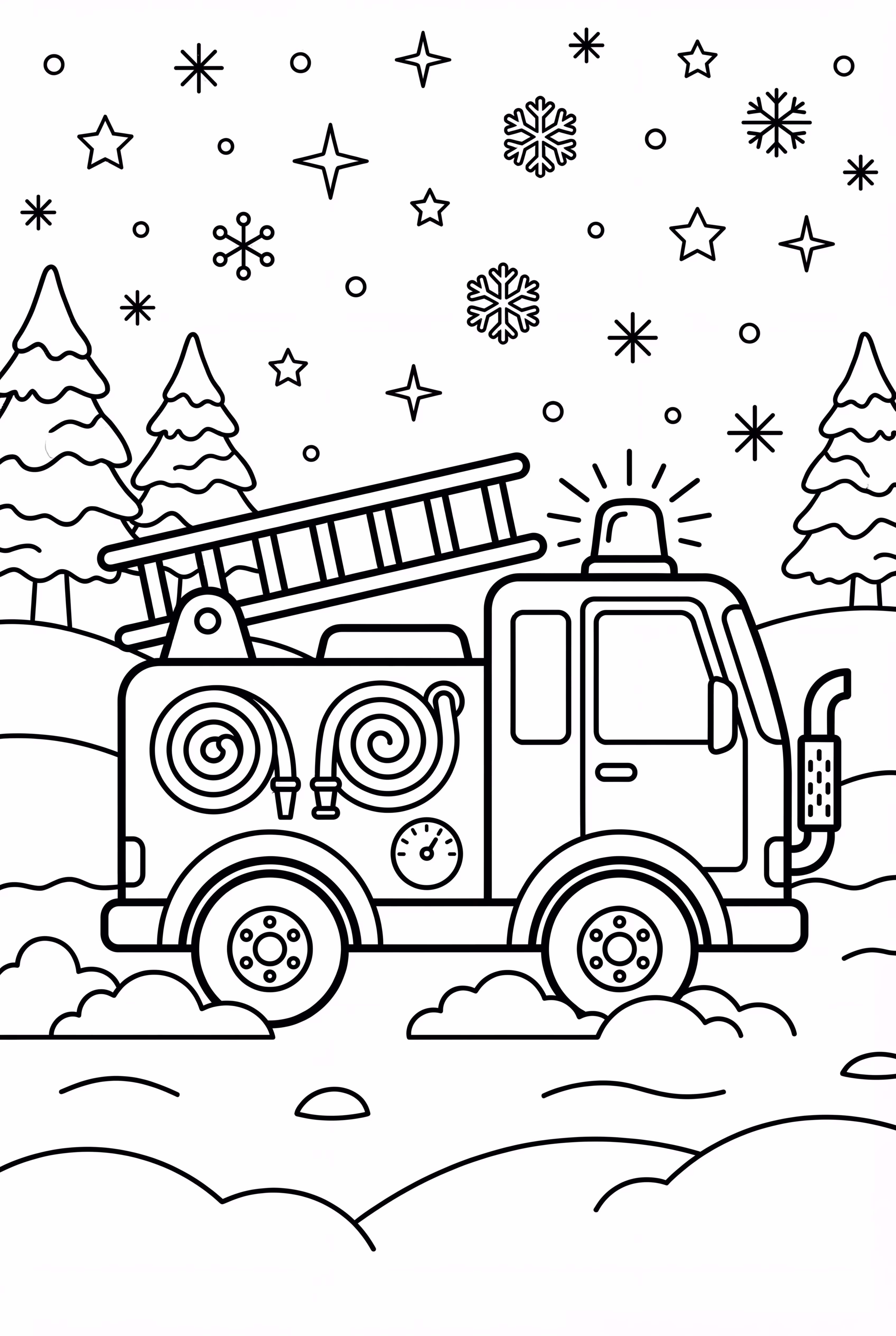 Fire Truck in Snowy Weather