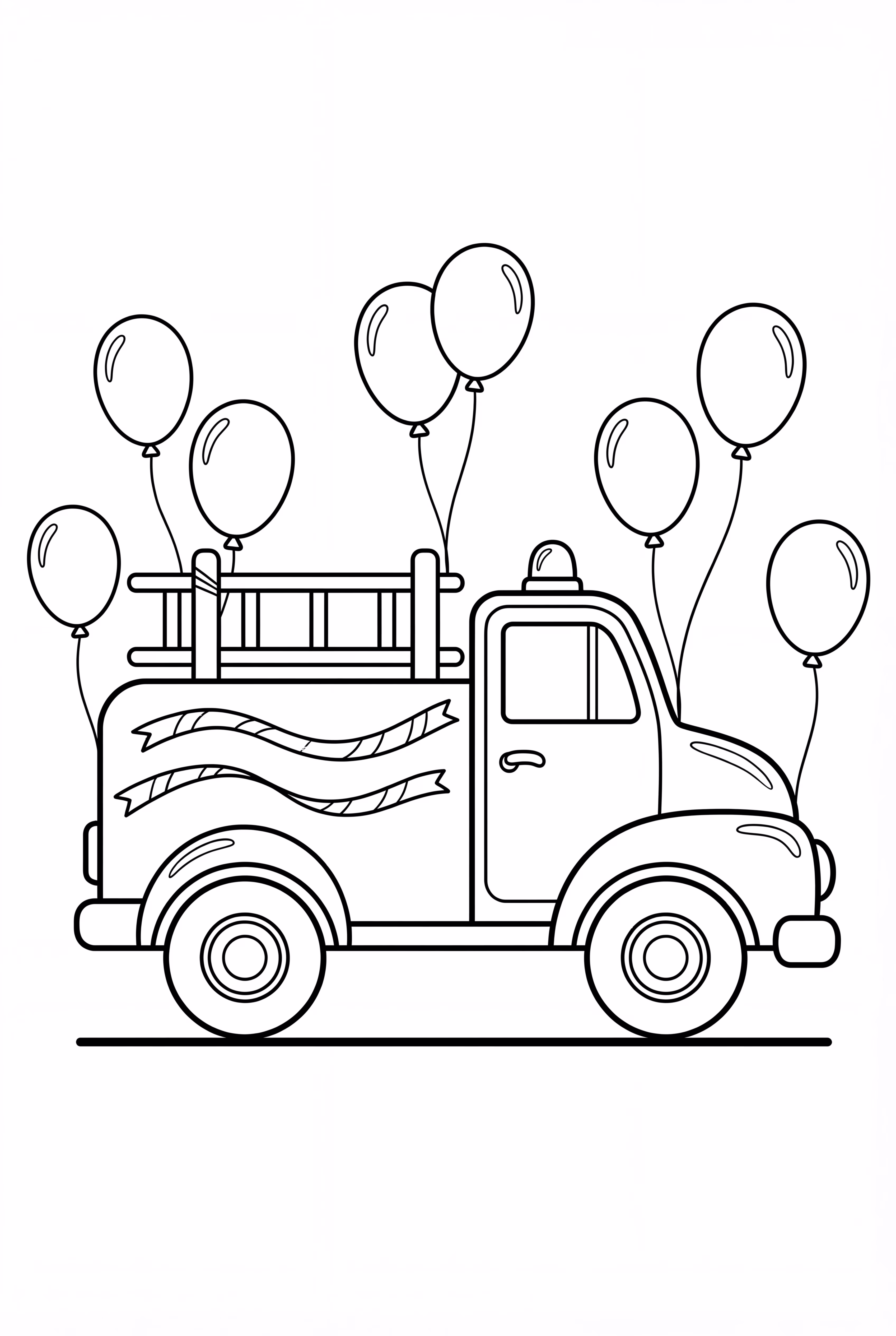 Fire Truck with Balloon Patterns