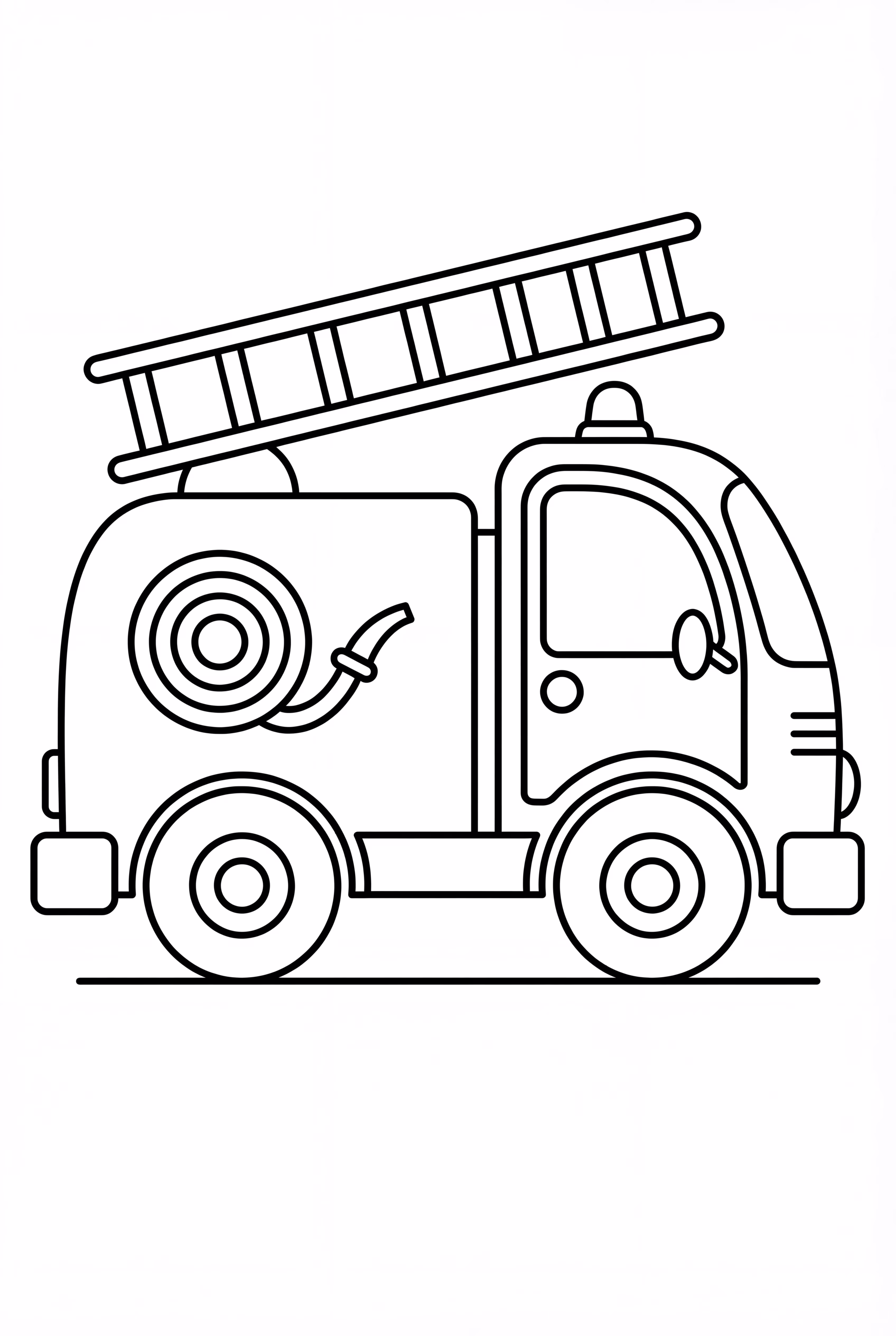 Fire Truck with Bold Contours