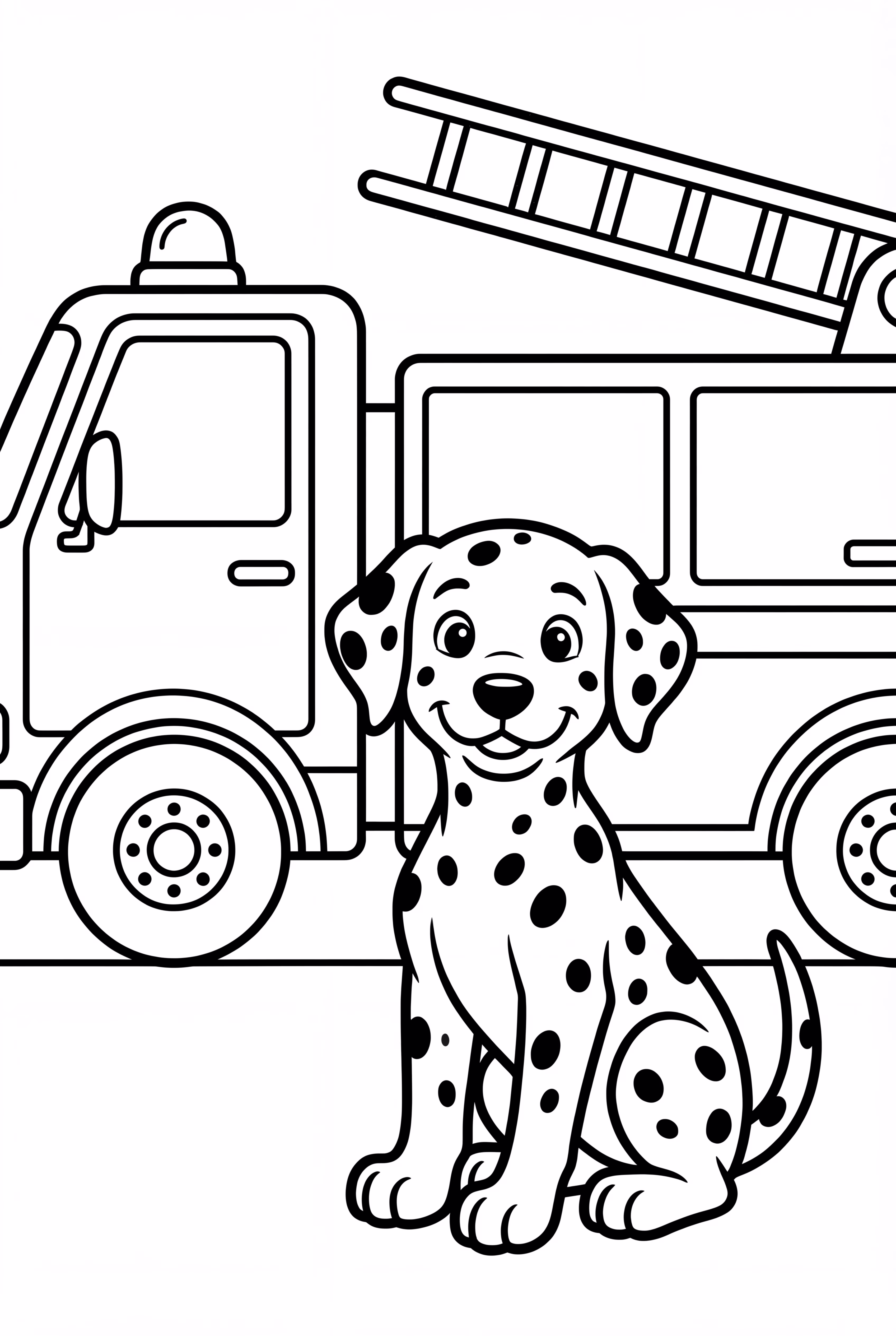 Fire Truck with Dalmatian Dog