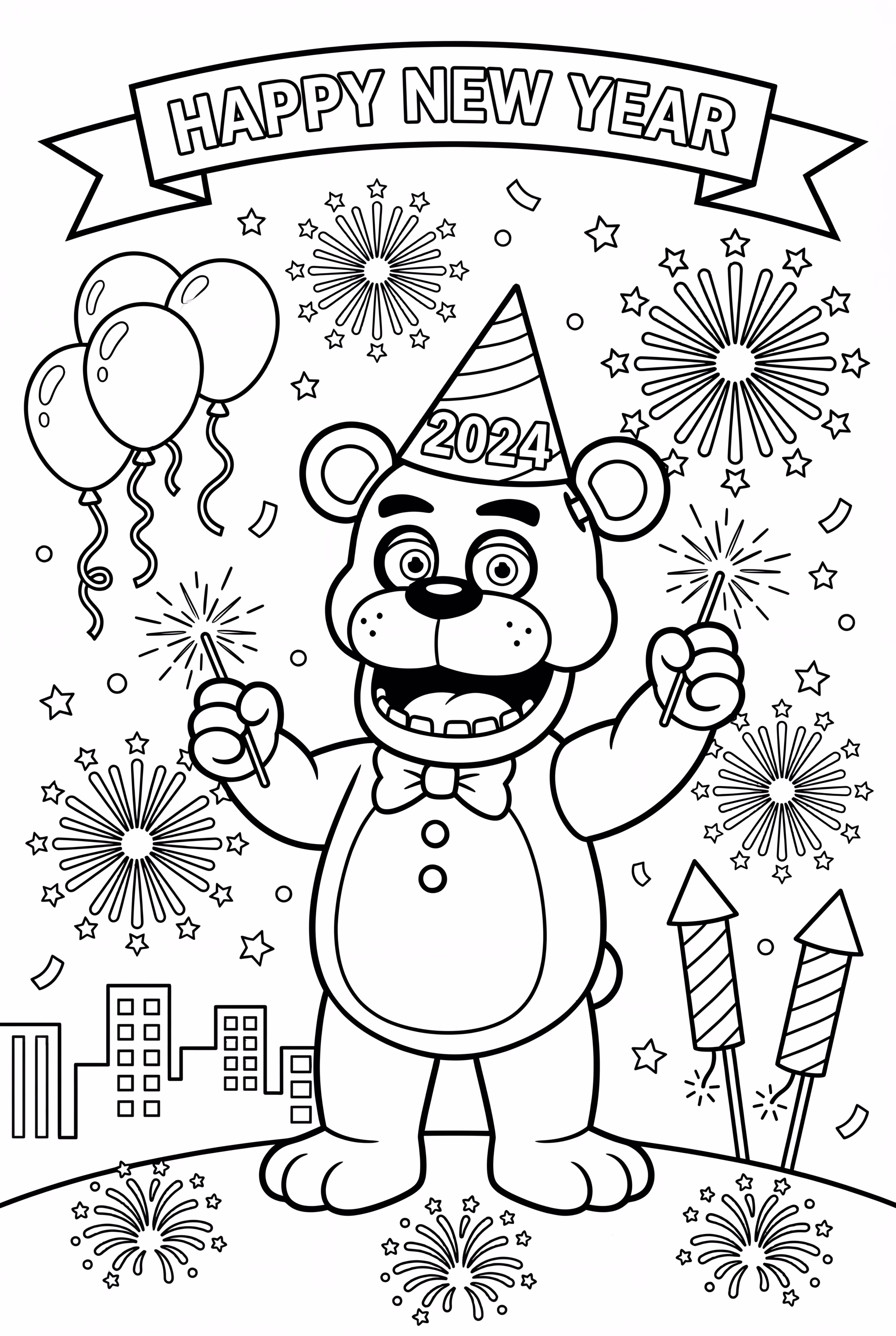 Firework Freddy Celebrating New Year