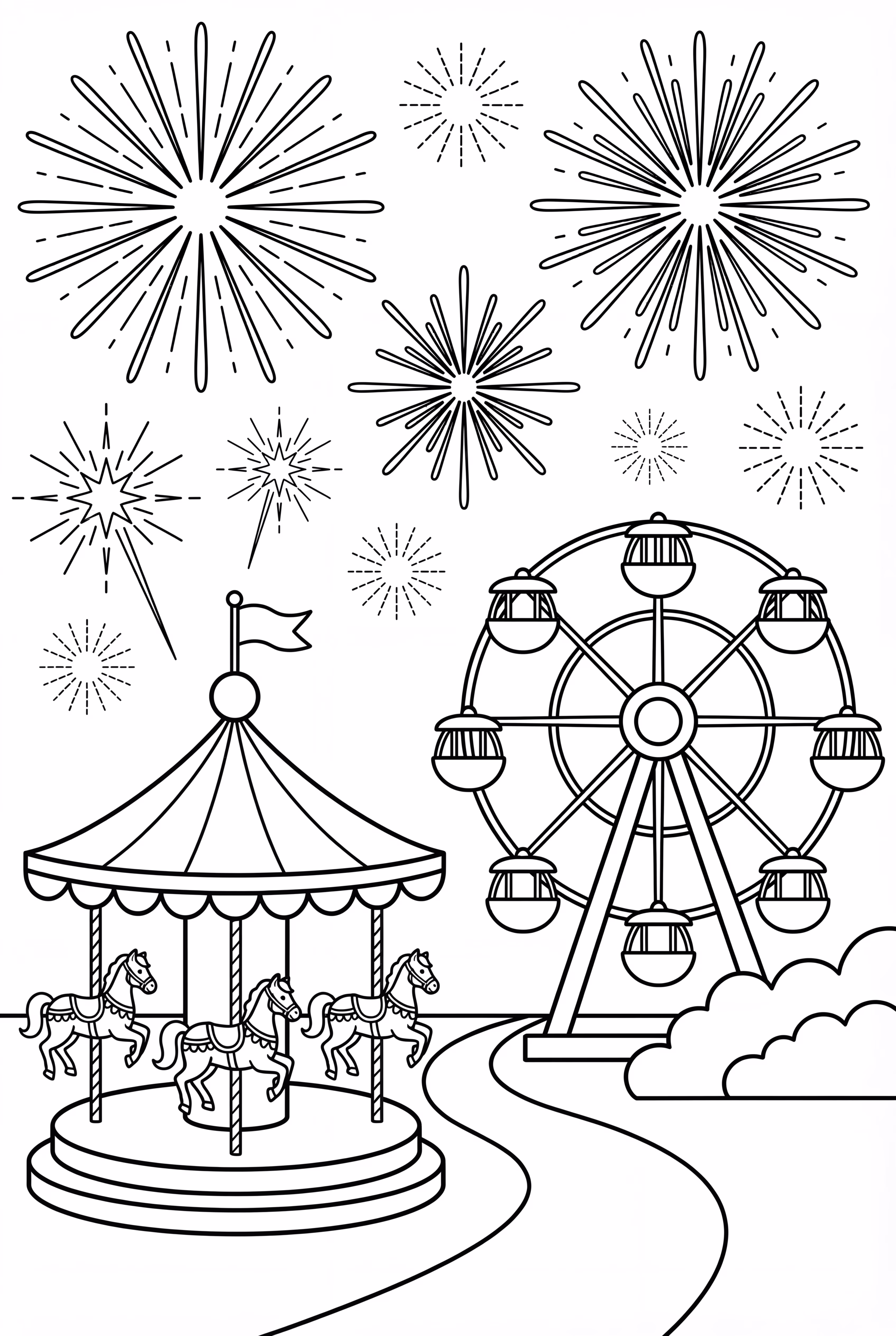 Fireworks At The Theme Park