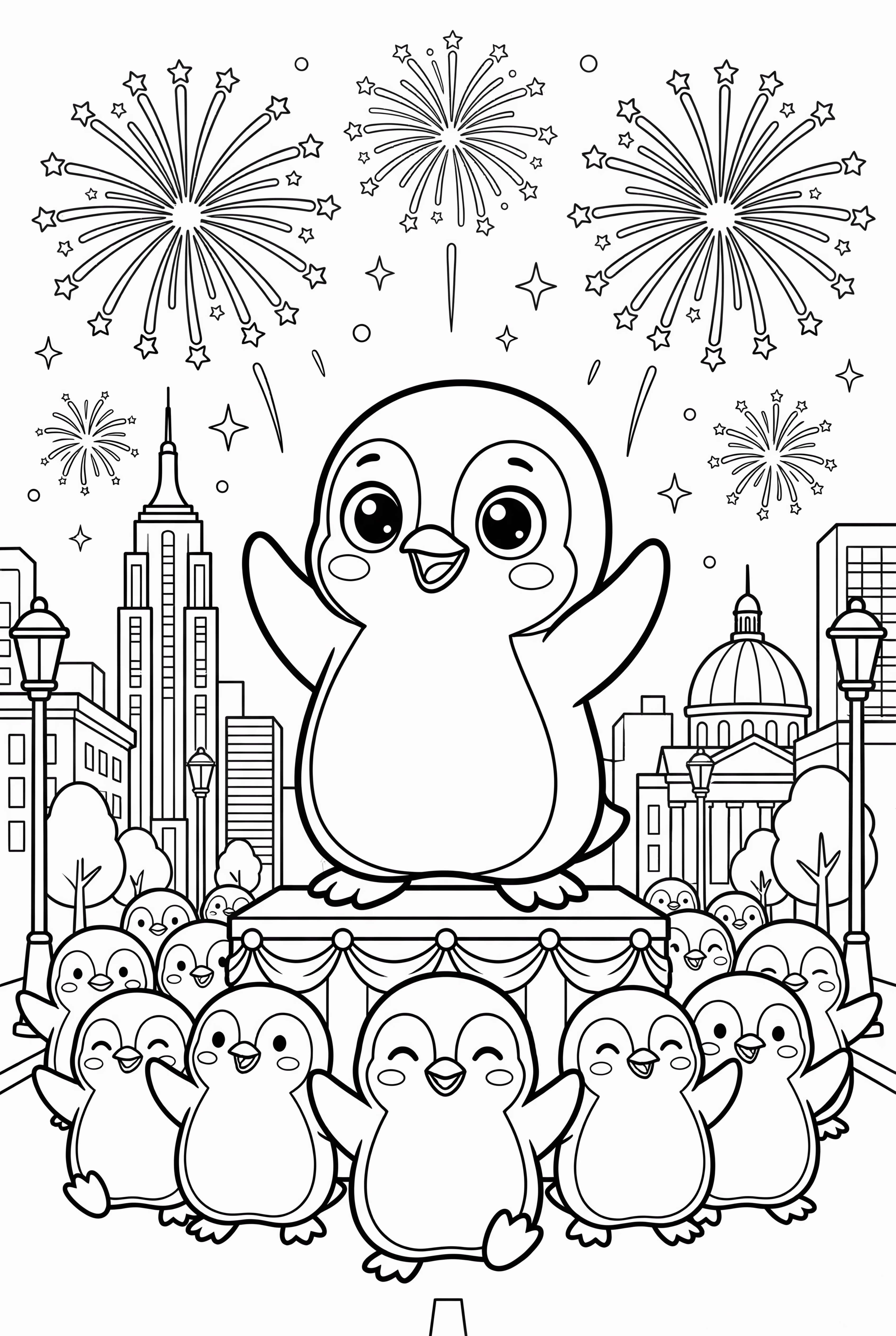 Fireworks Over a Penguin Parade