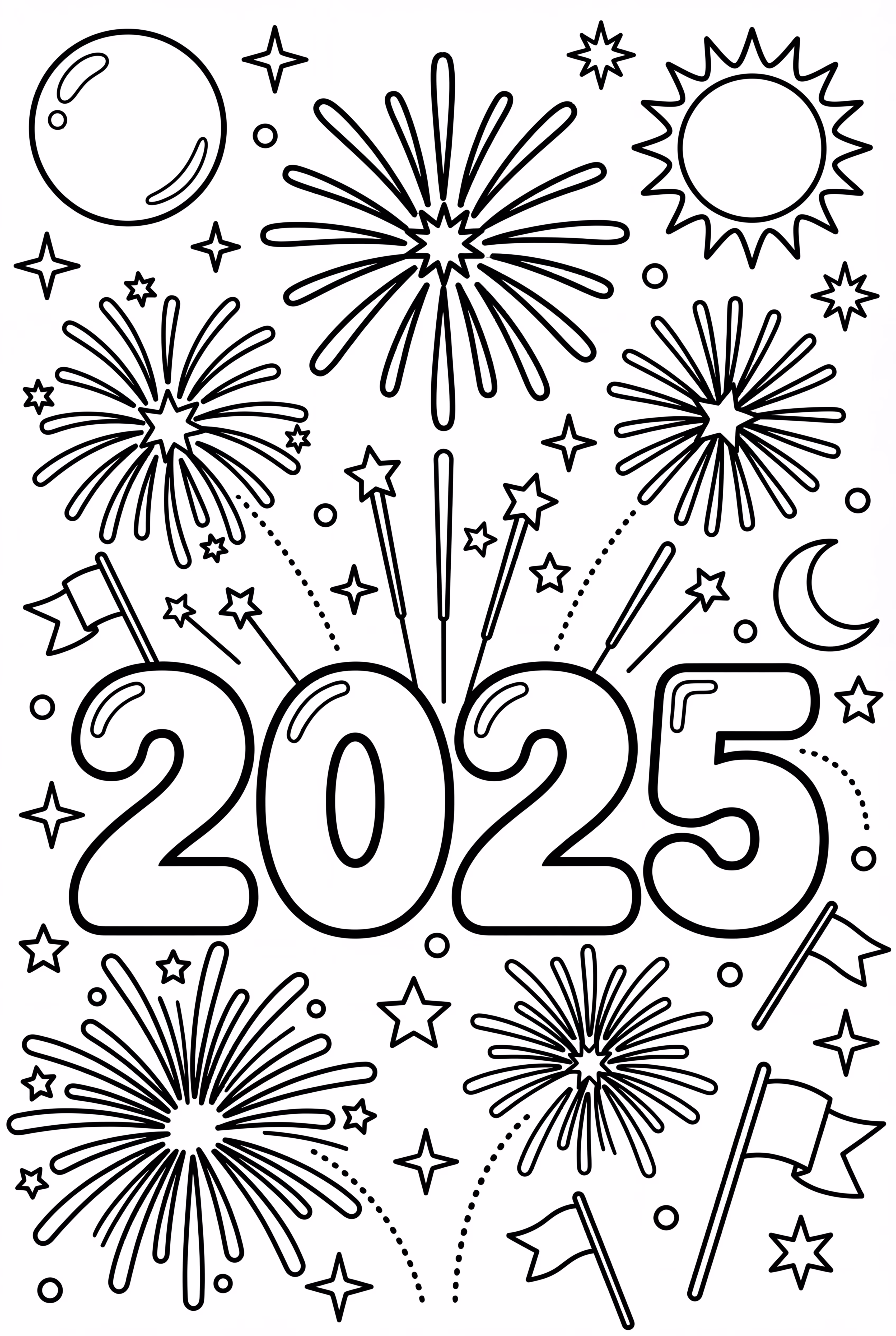 Fireworks with 2025 Bubble Words-2