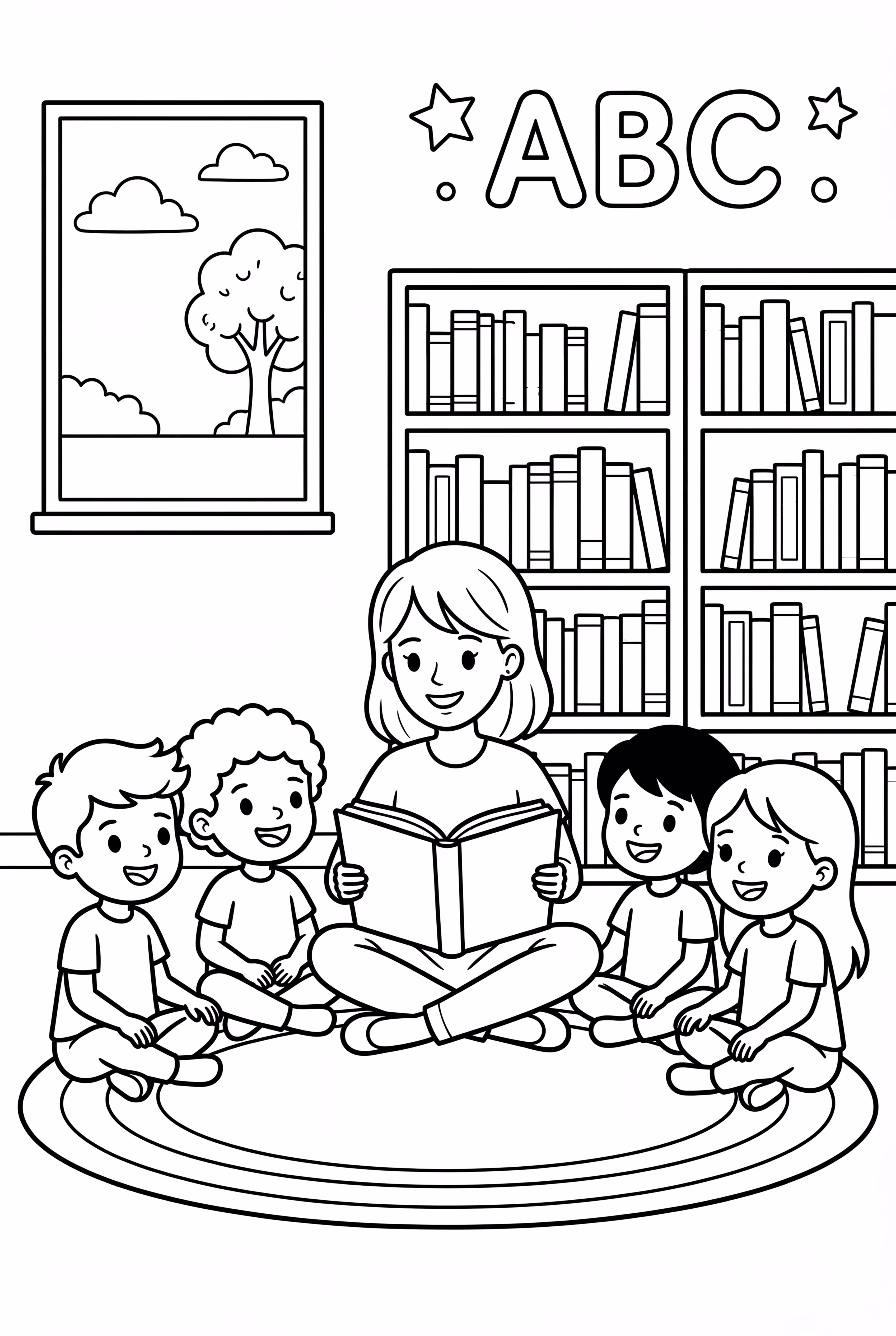 학교 첫날 도서관 독서