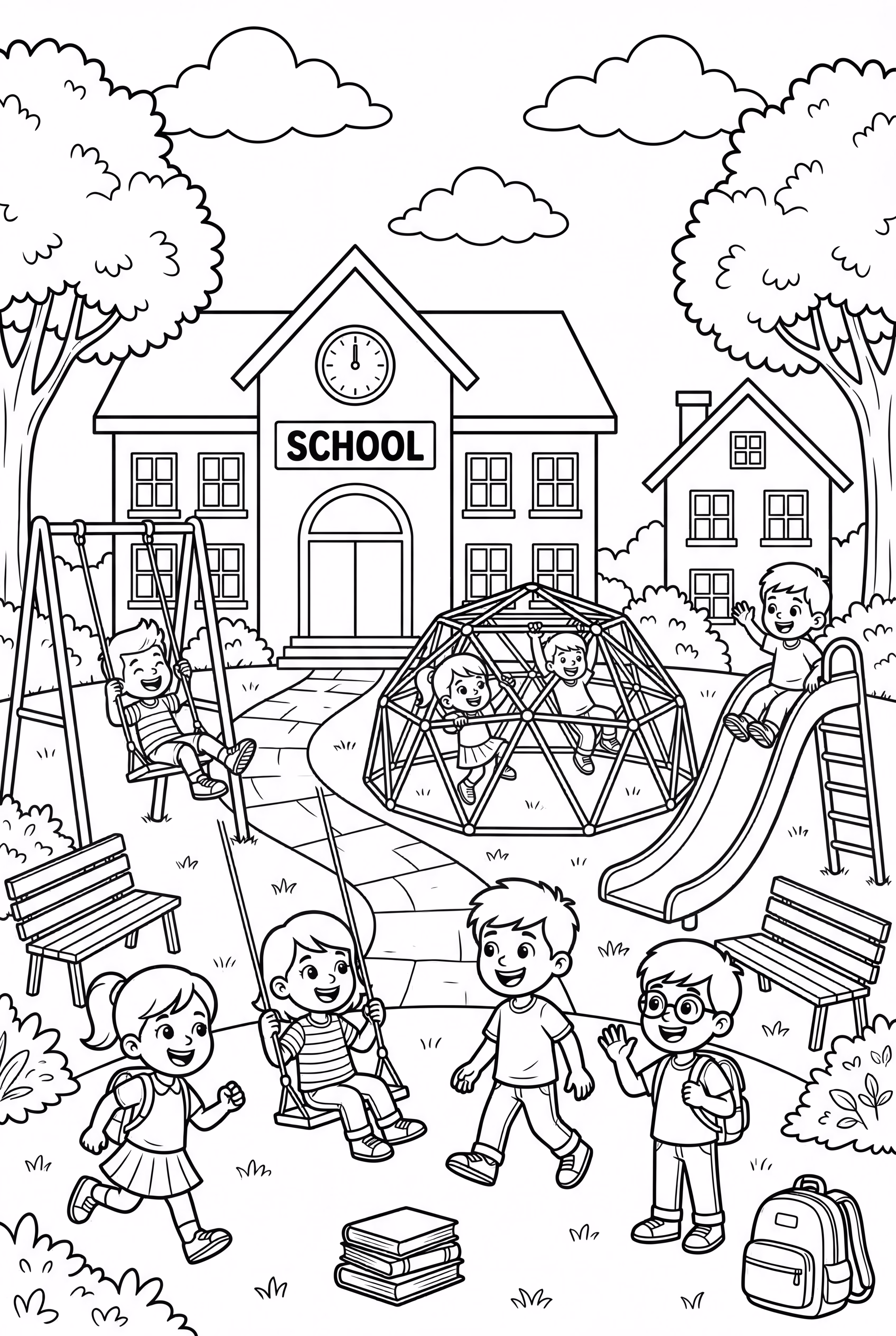 학교 첫날 놀이터 즐거움