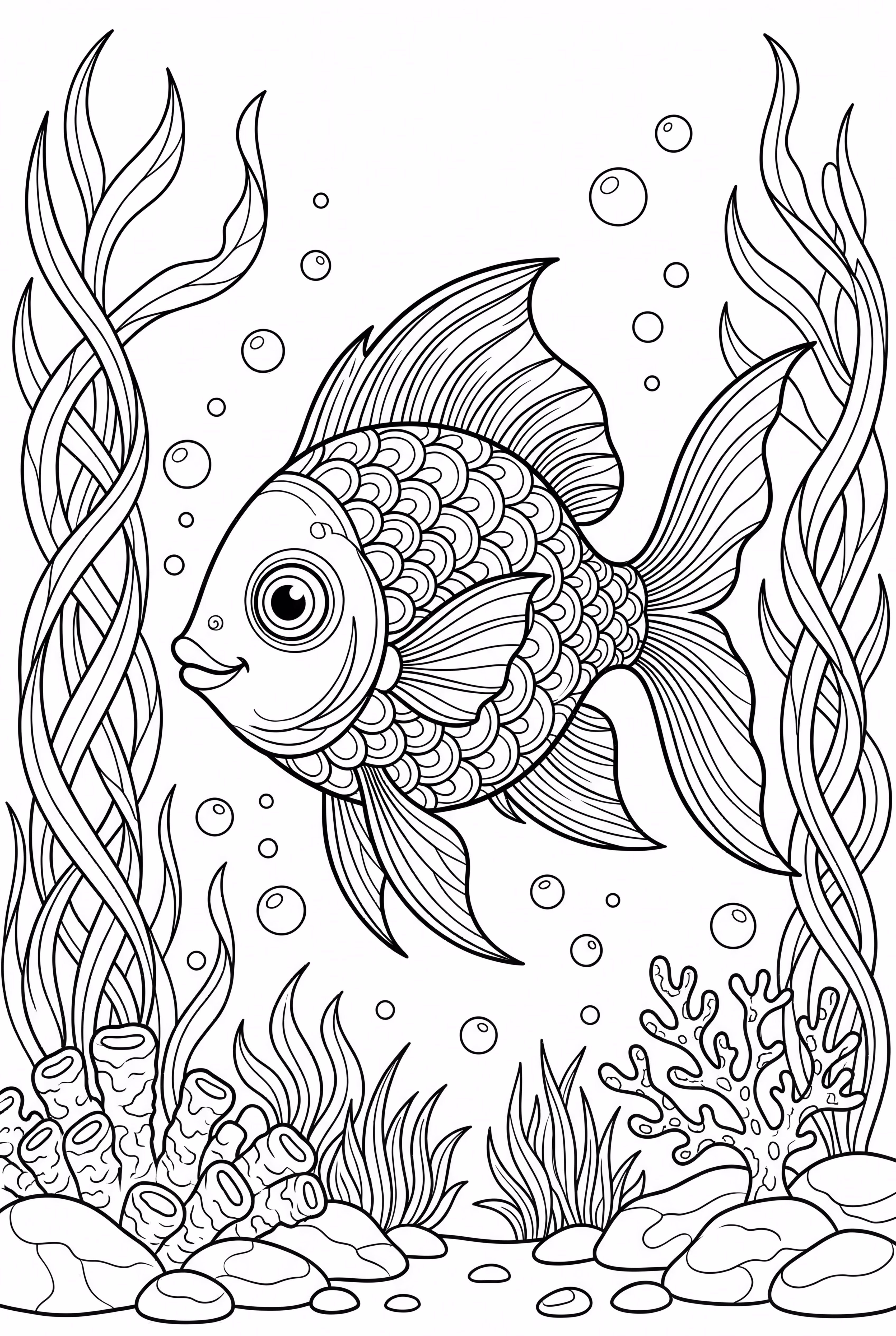 鱼在五彩斑斓的海藻中游泳 -2