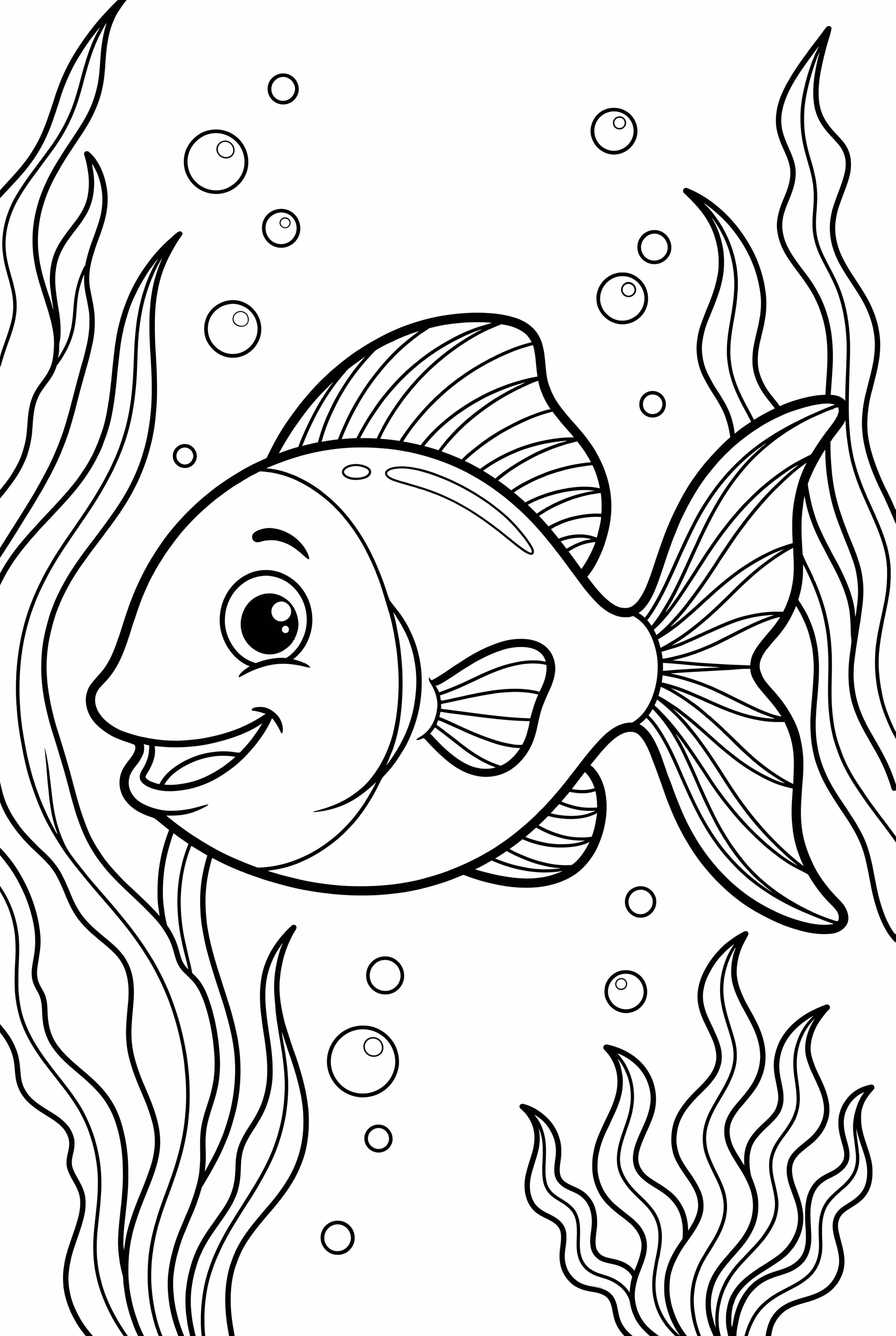 다채로운 해초 속 헤엄치는 물고기