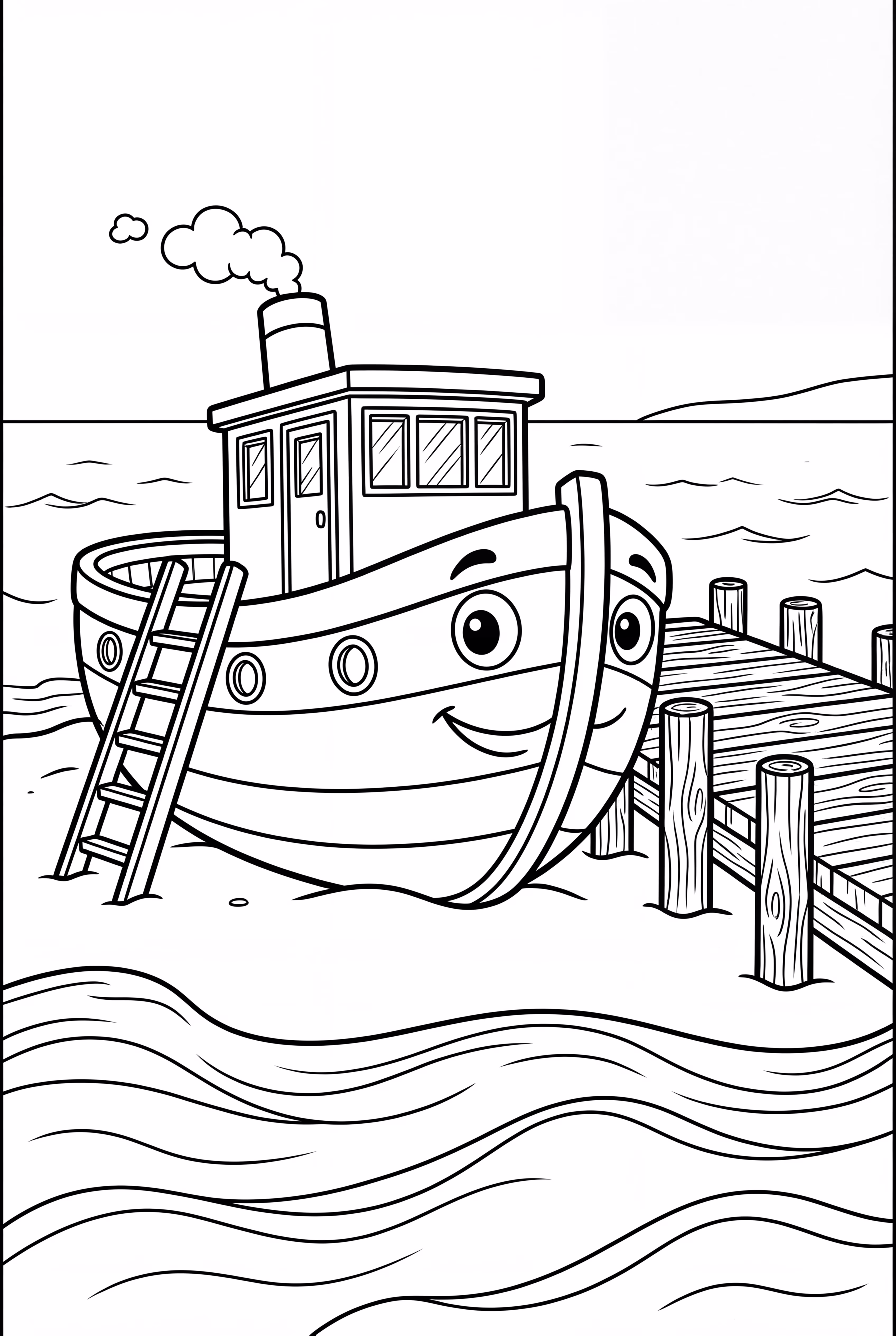 부두에 정박한 어선