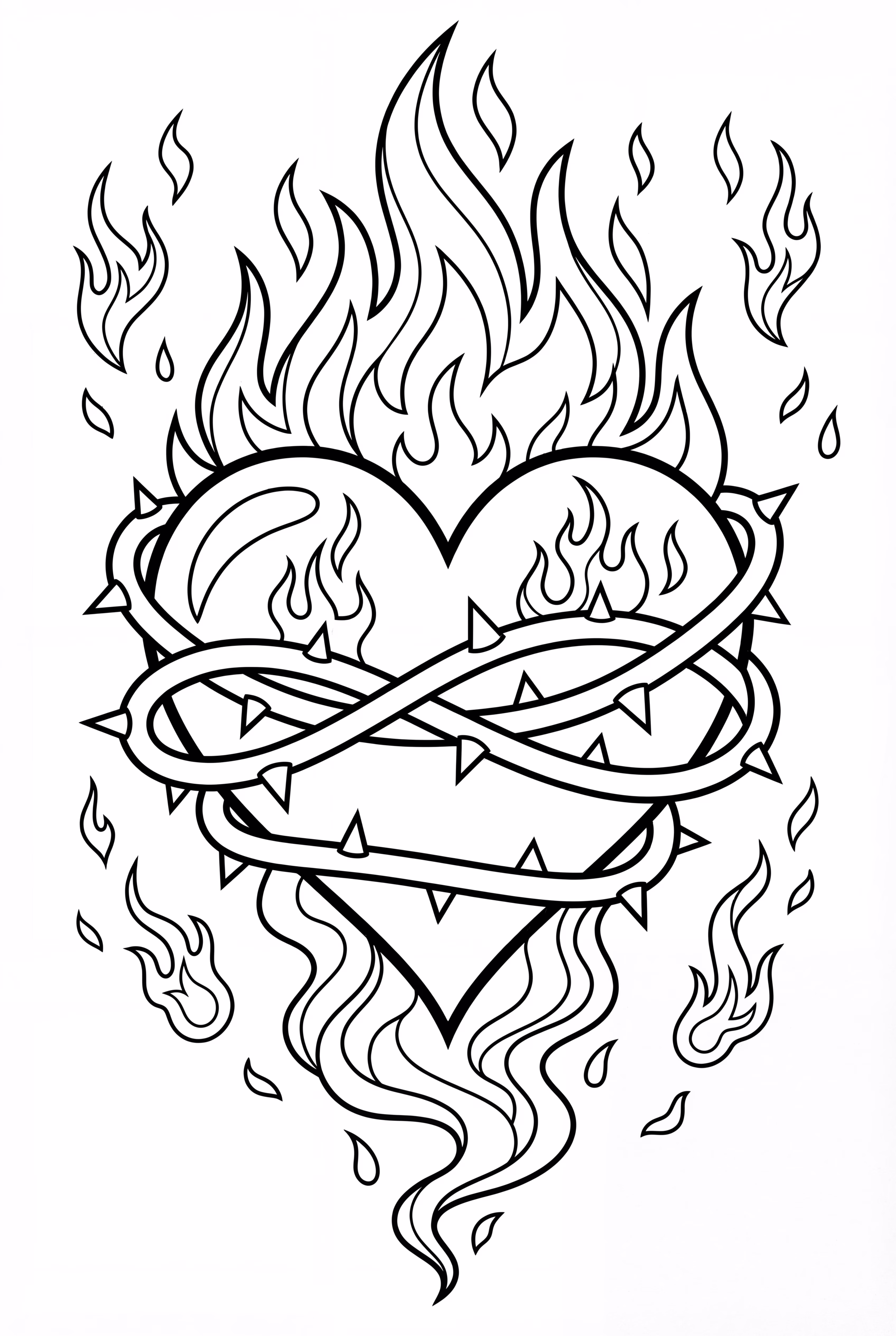 Flaming Heart With Thorns