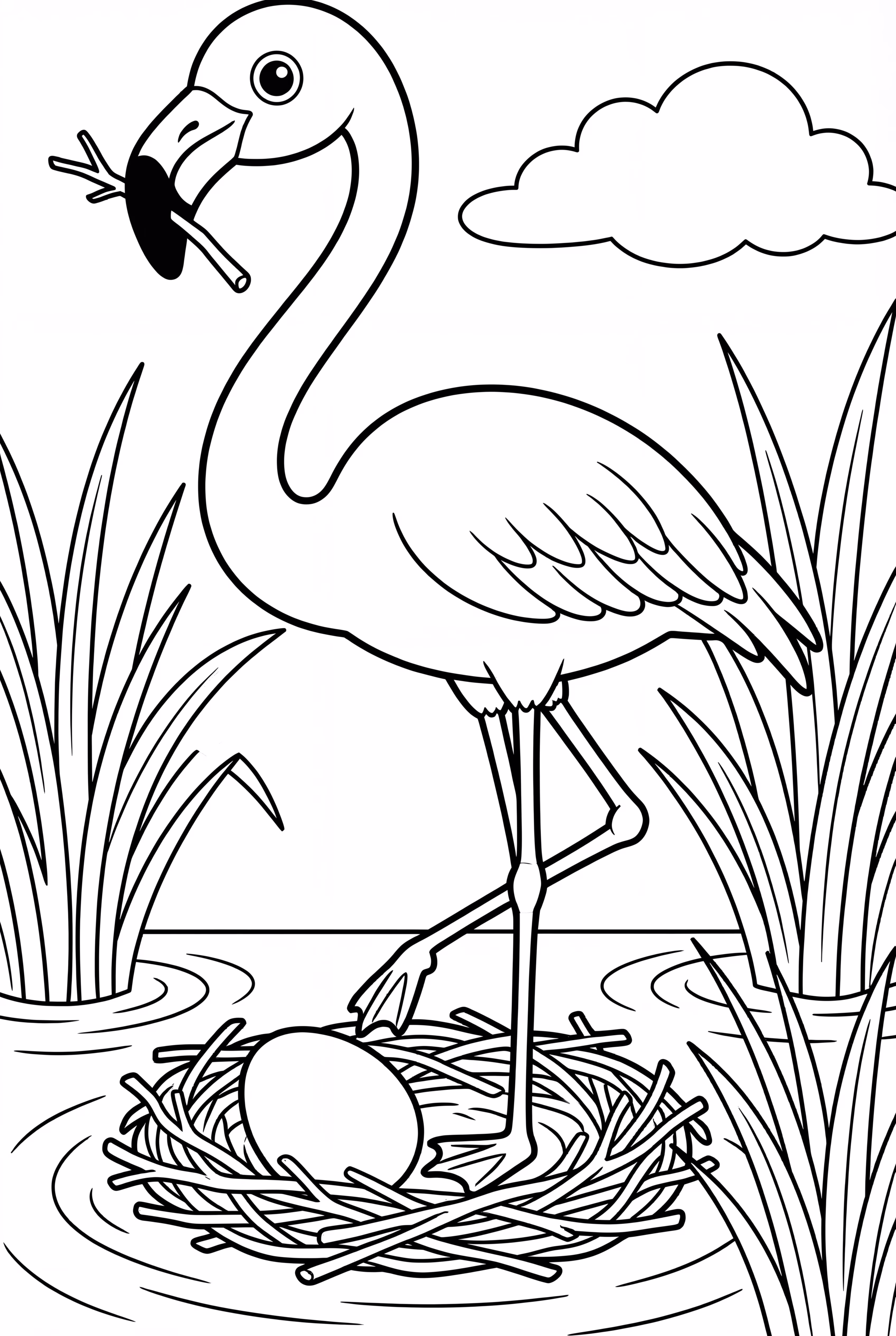 Flamingo Building a Nest