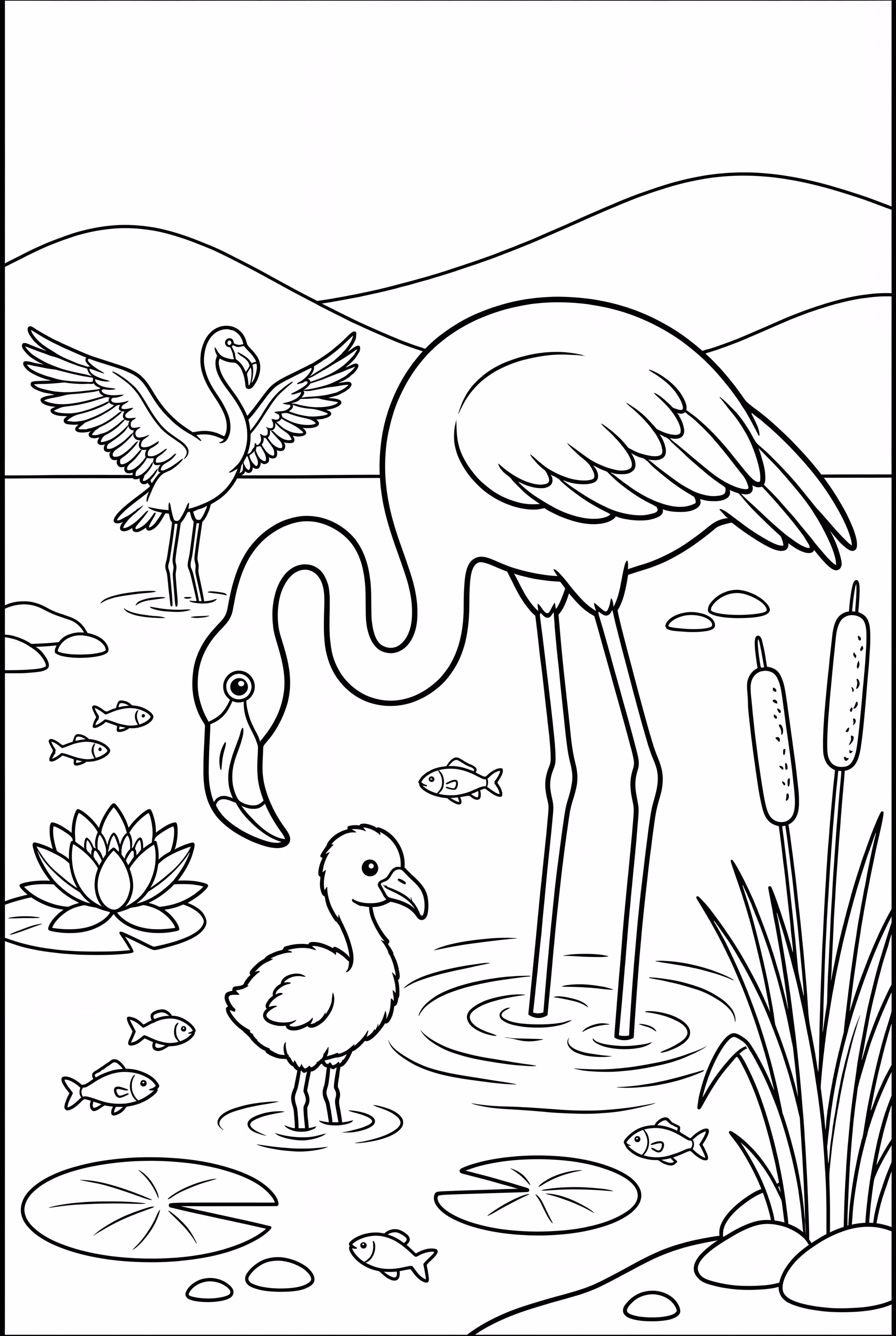 Flamingo-Familie am See-2