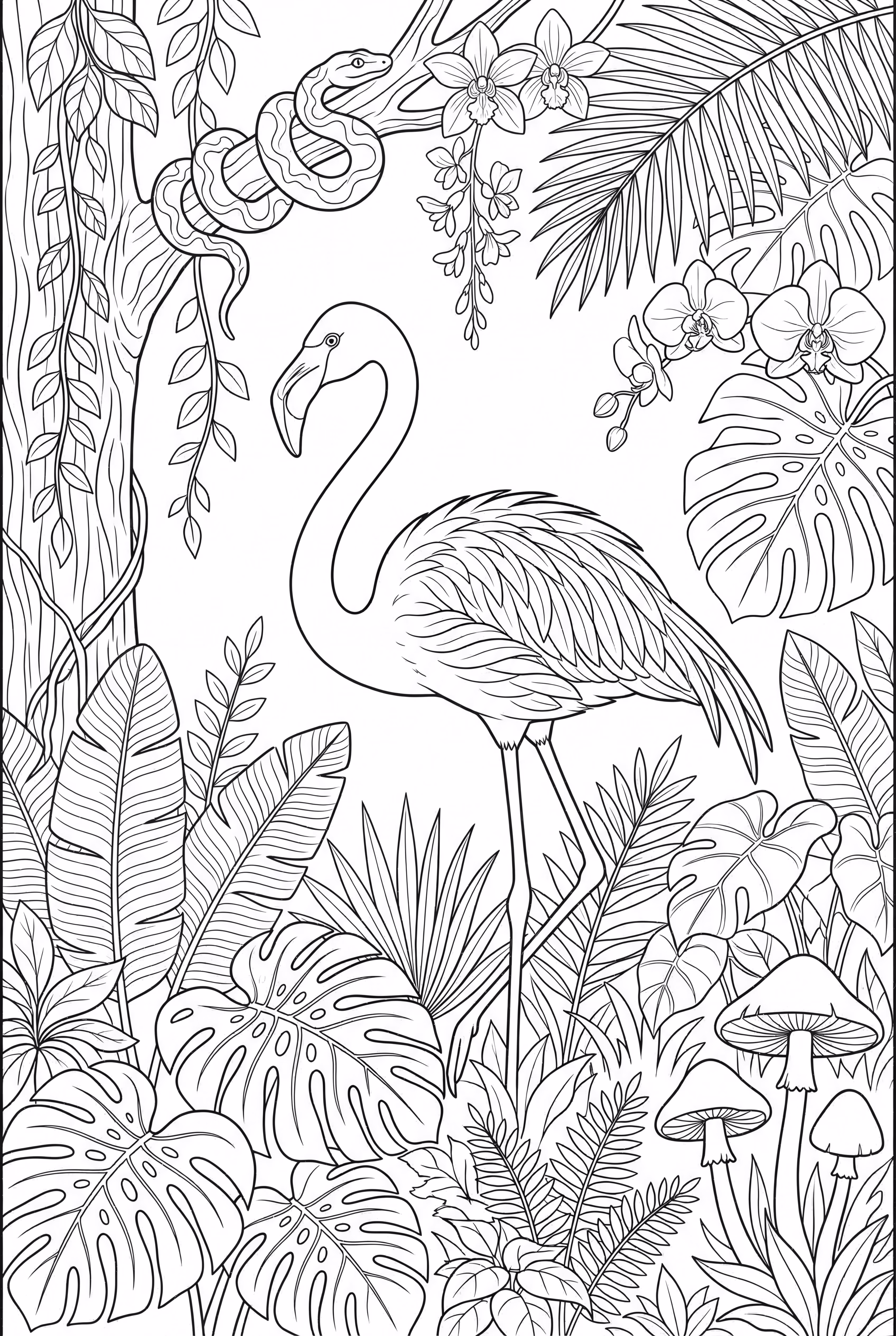 Flamingo in a Rainforest Adventure