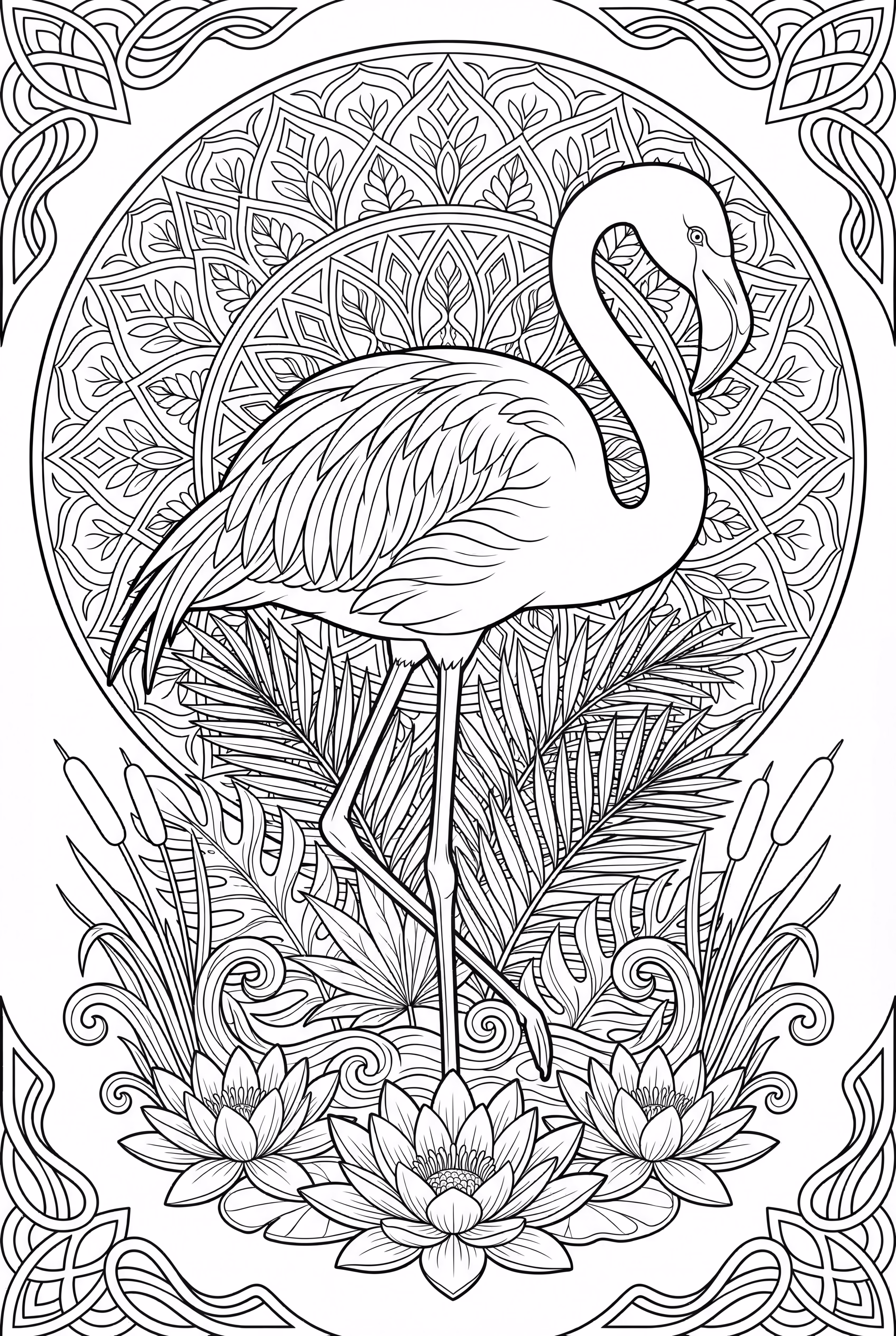 Flamingo in an Ornate Mandala Design