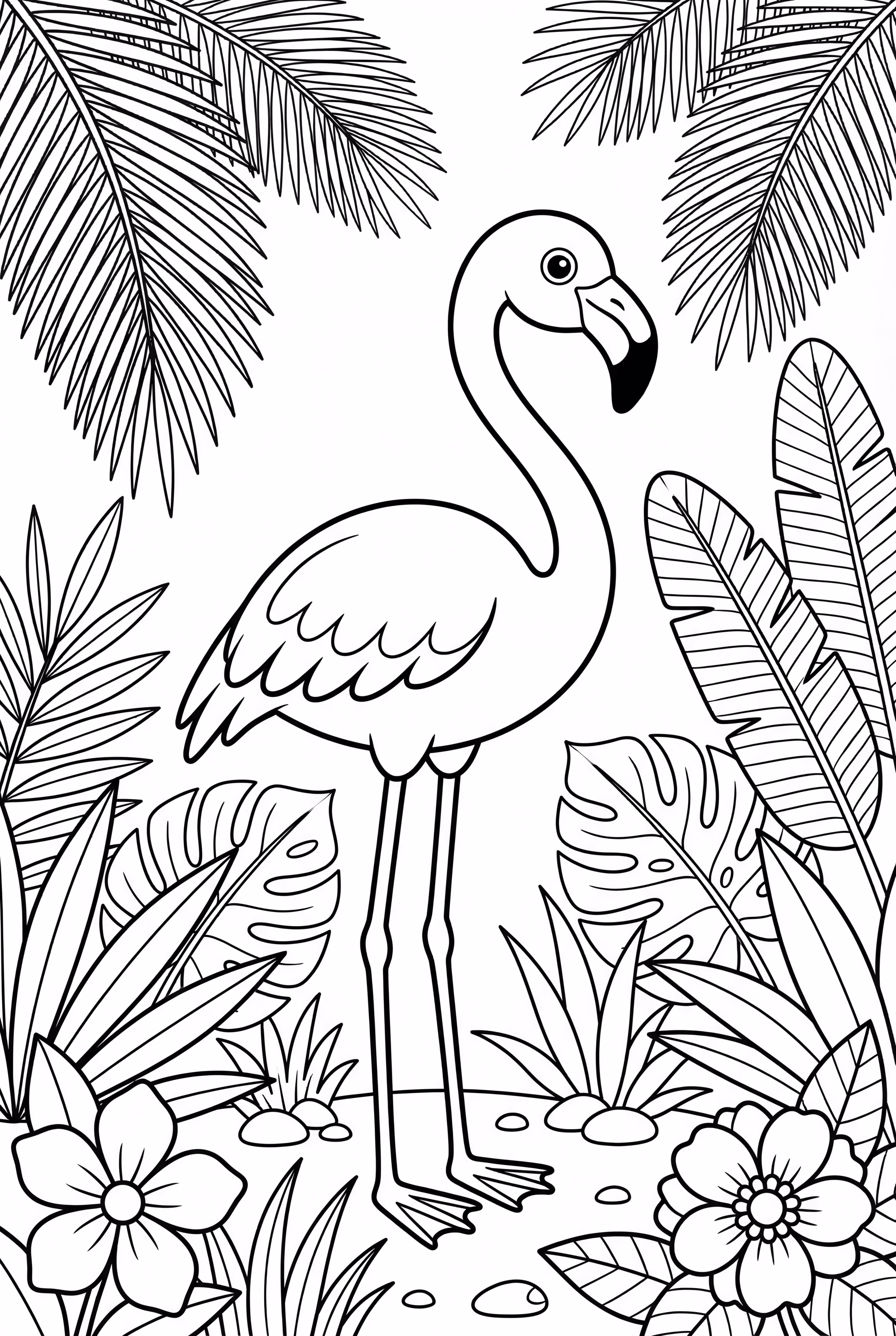 Flamingo in Tropical Jungle