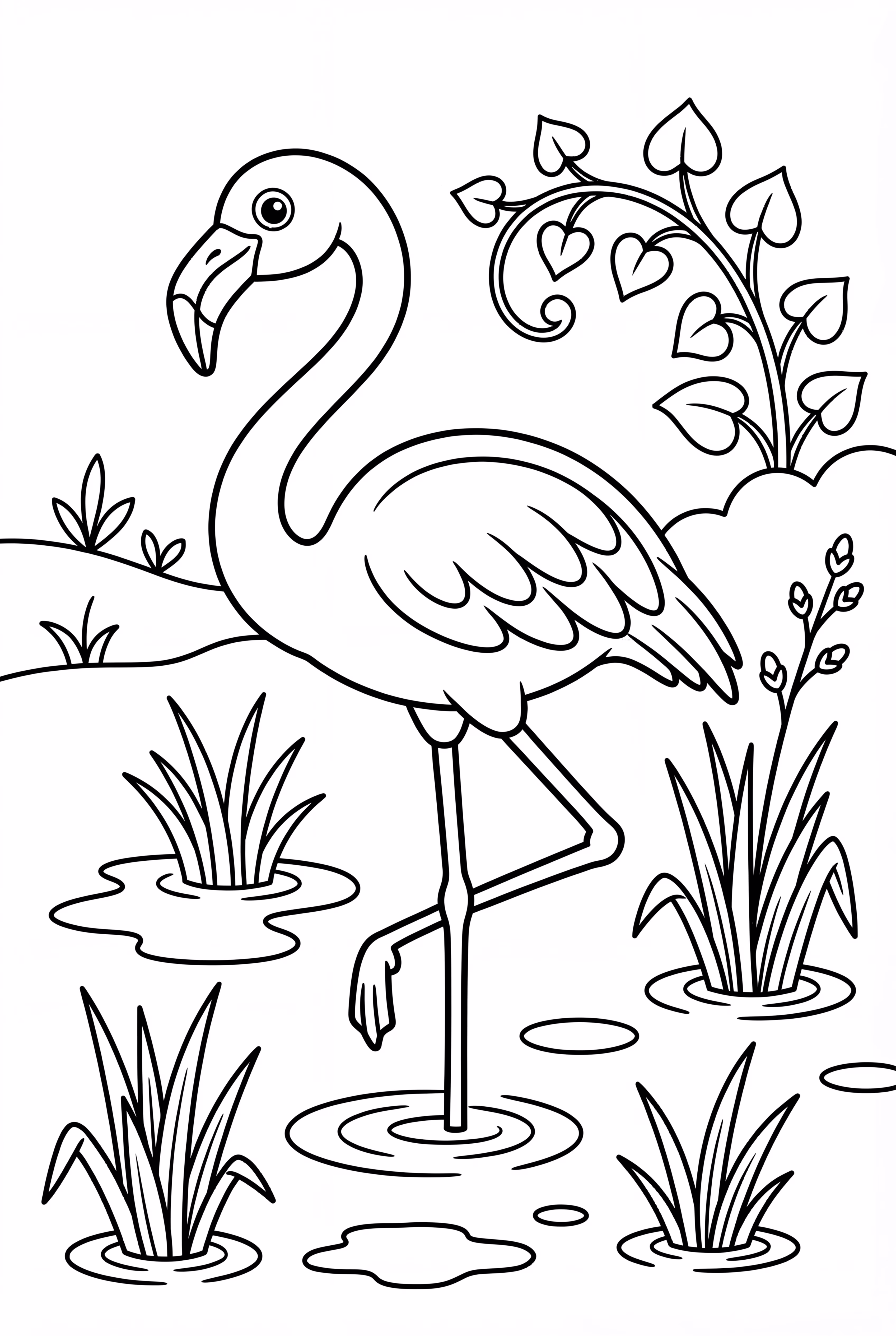 Flamingo Outline for Kids