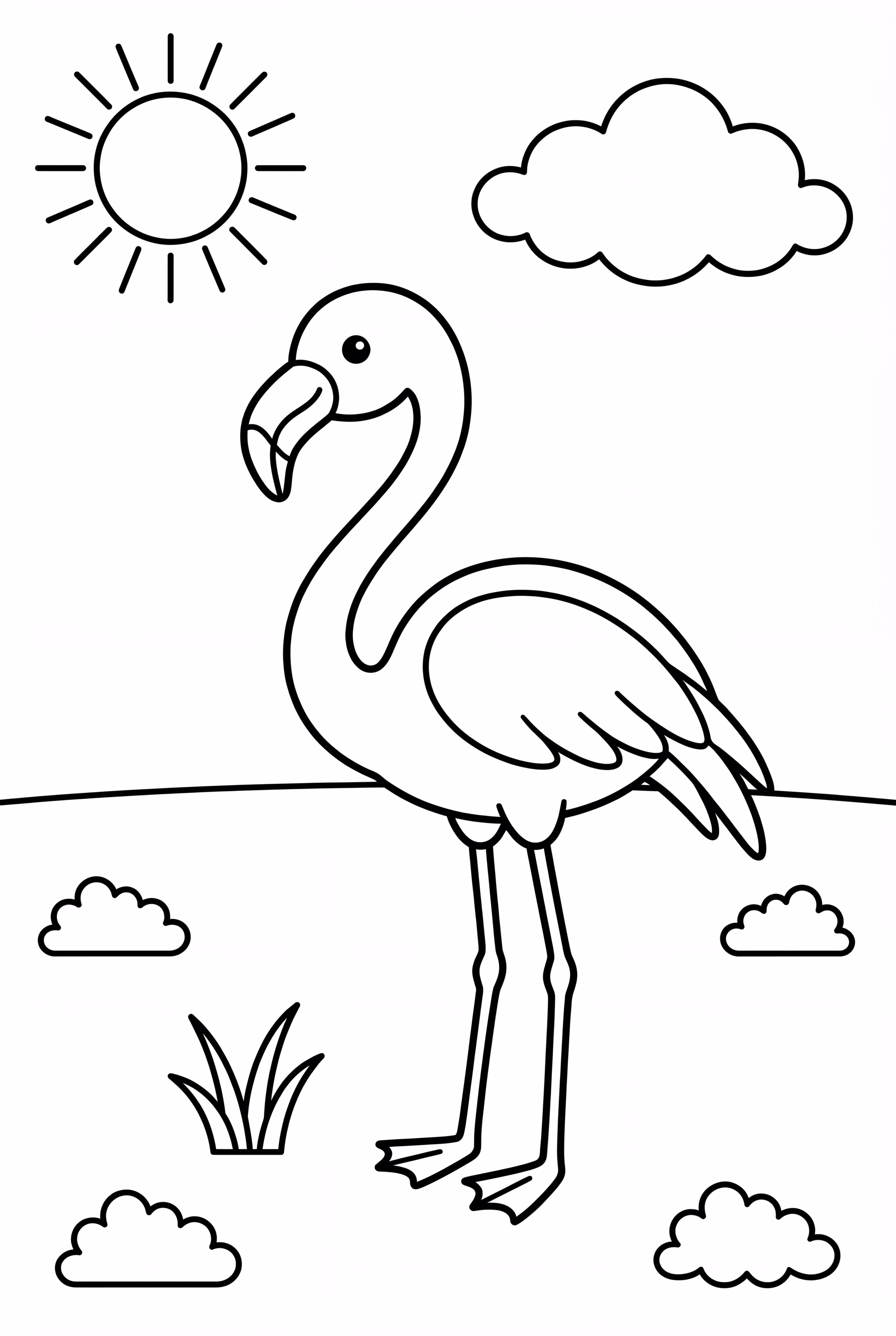Flamingo Outline for Kids