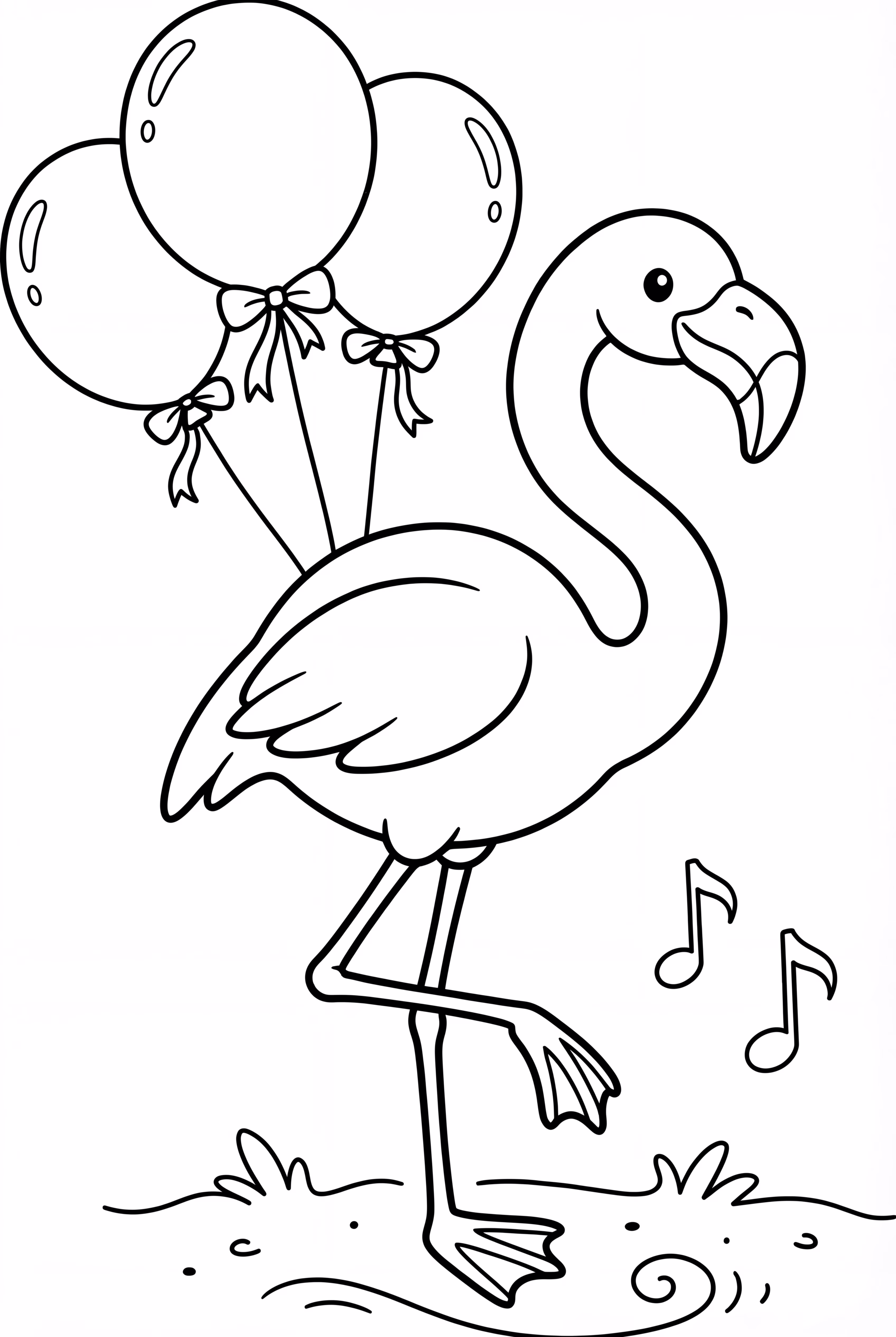 Flamingo Party with Balloons and Music