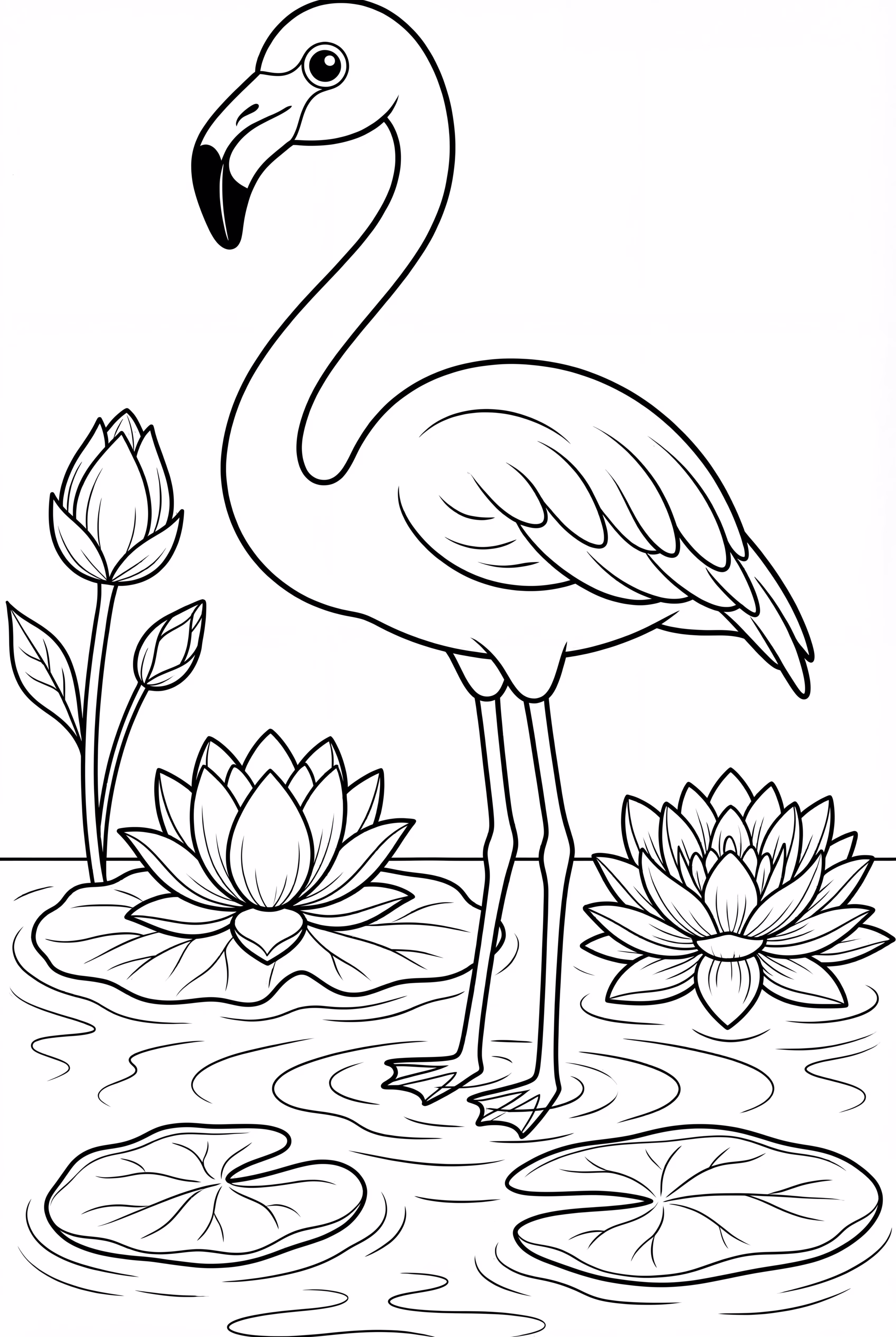 Flamingo with Lotus Flowers
