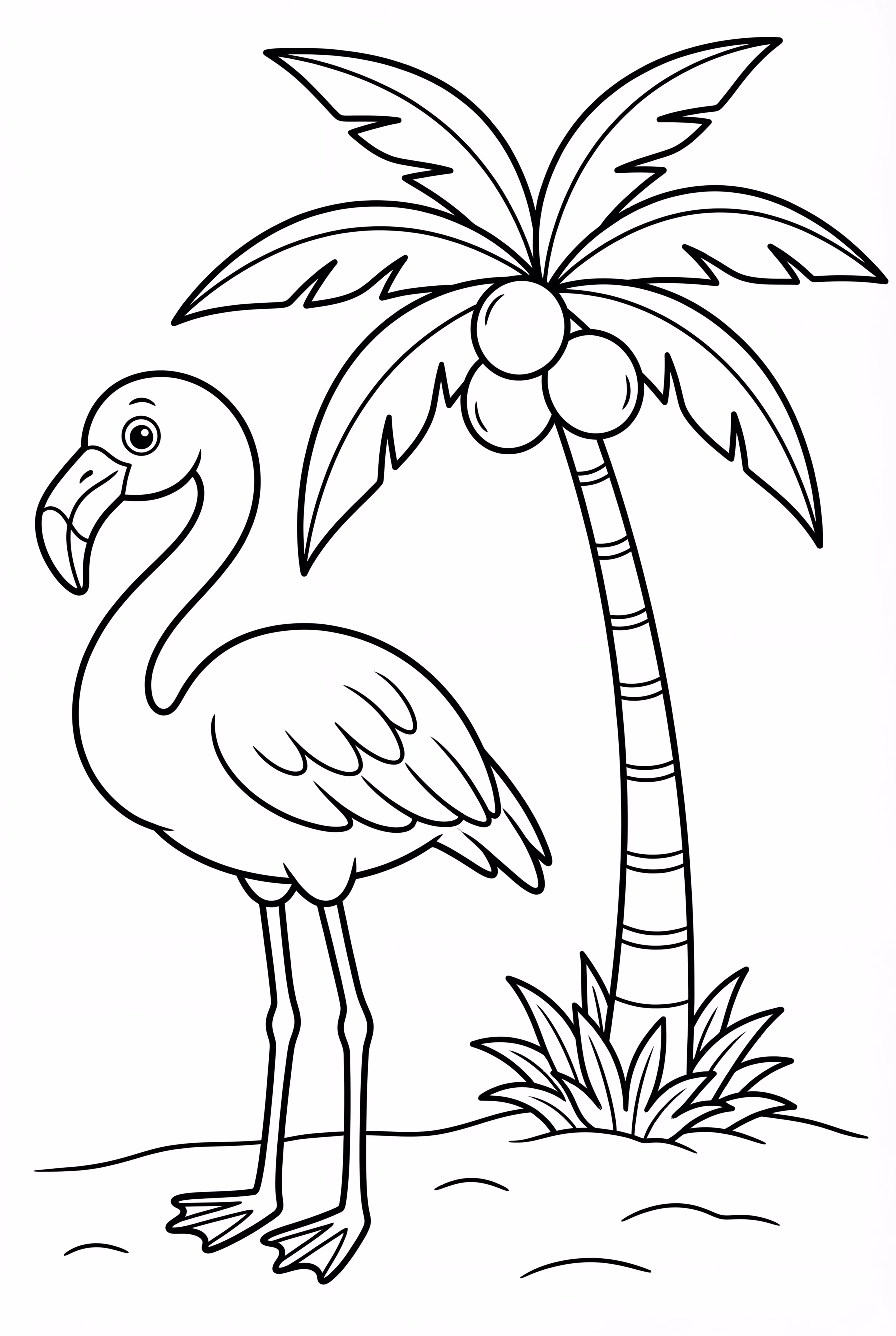Flamingo with Palm Tree