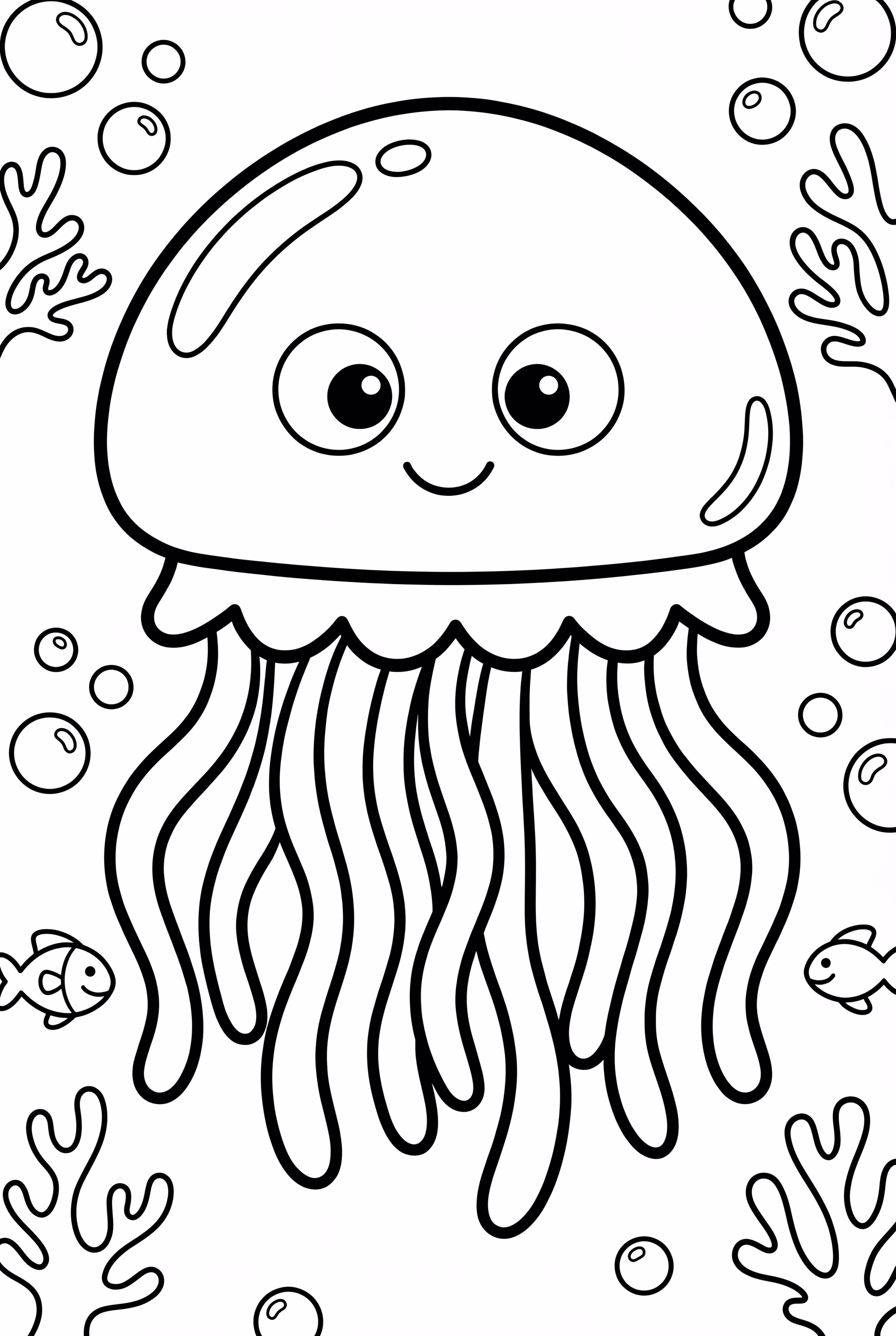 Floating Jellyfish Under The Sea