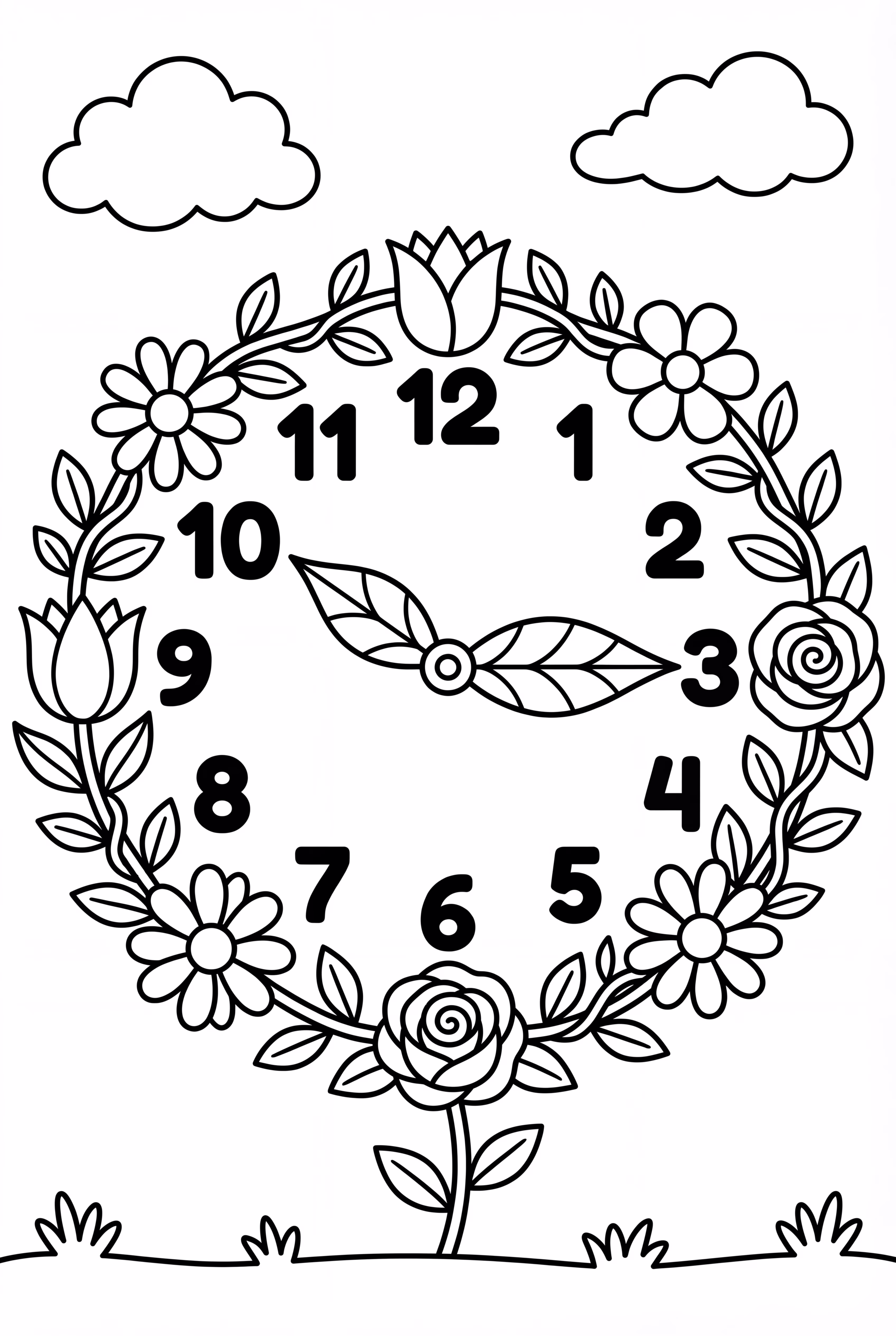 花卉時鐘與盛開的數字