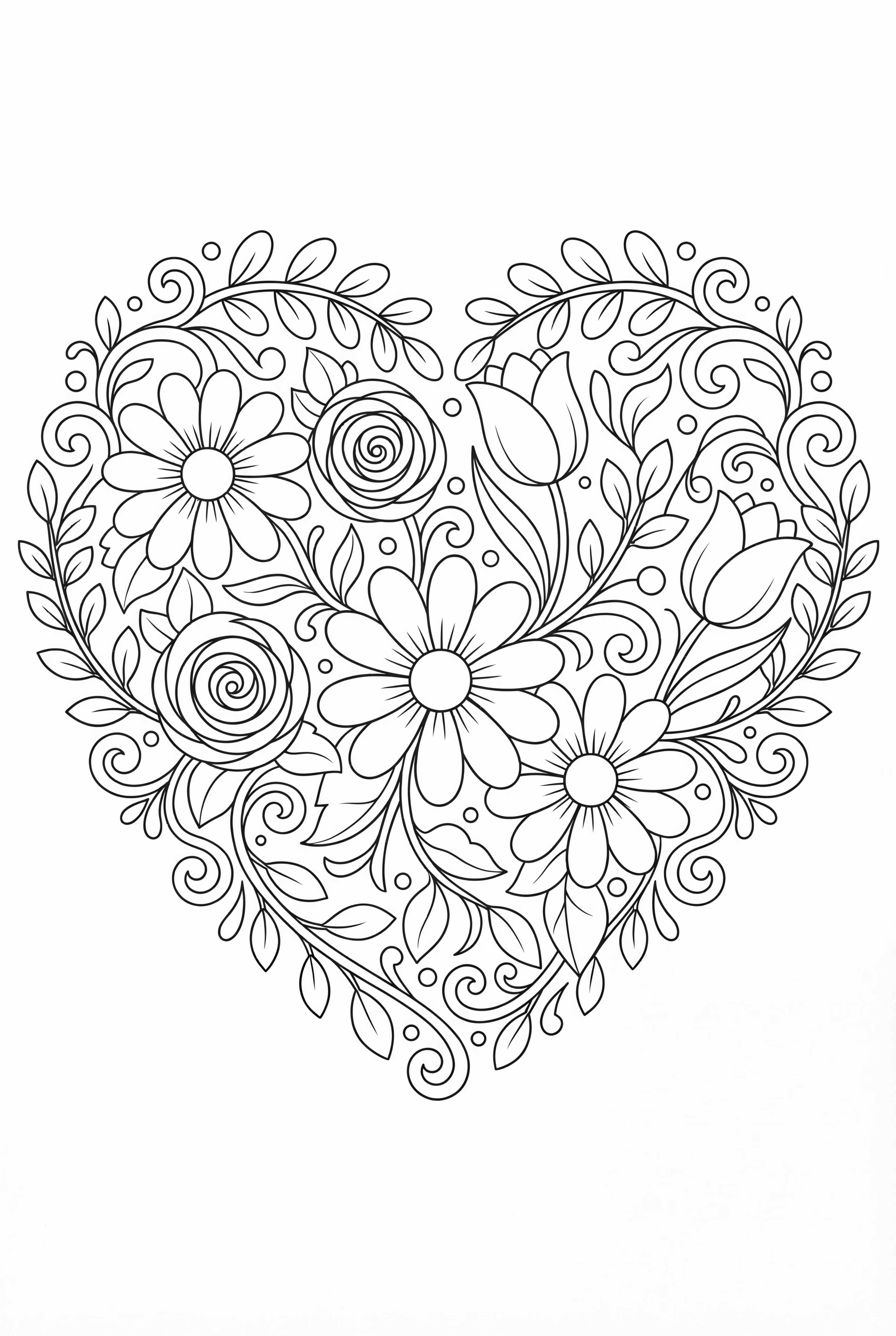 Floral Heart Frame With Swirls
