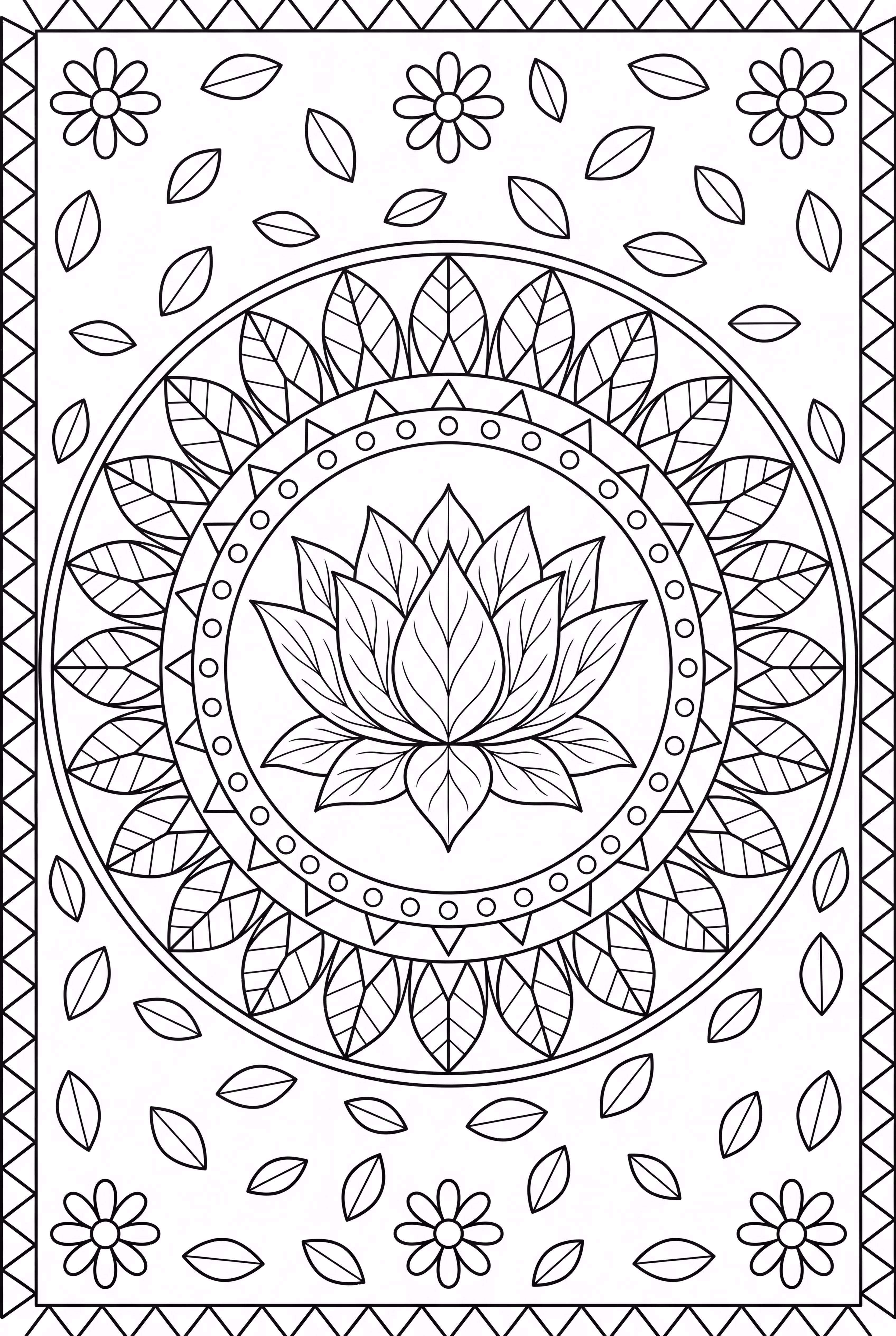 Mandala Floral Avec Lotus Et Motifs Géométriques