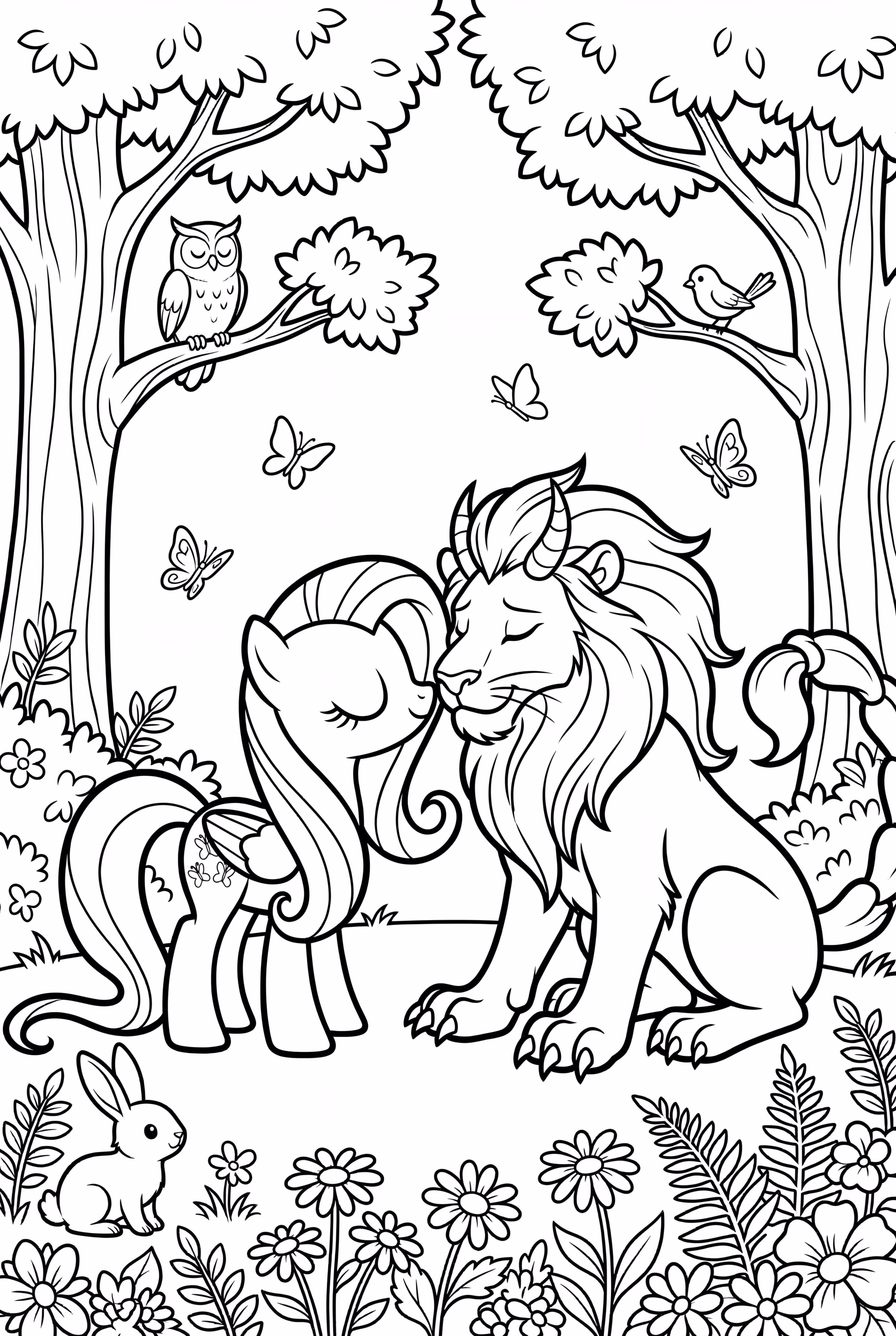 柔柔在森林中安抚狮蝎兽