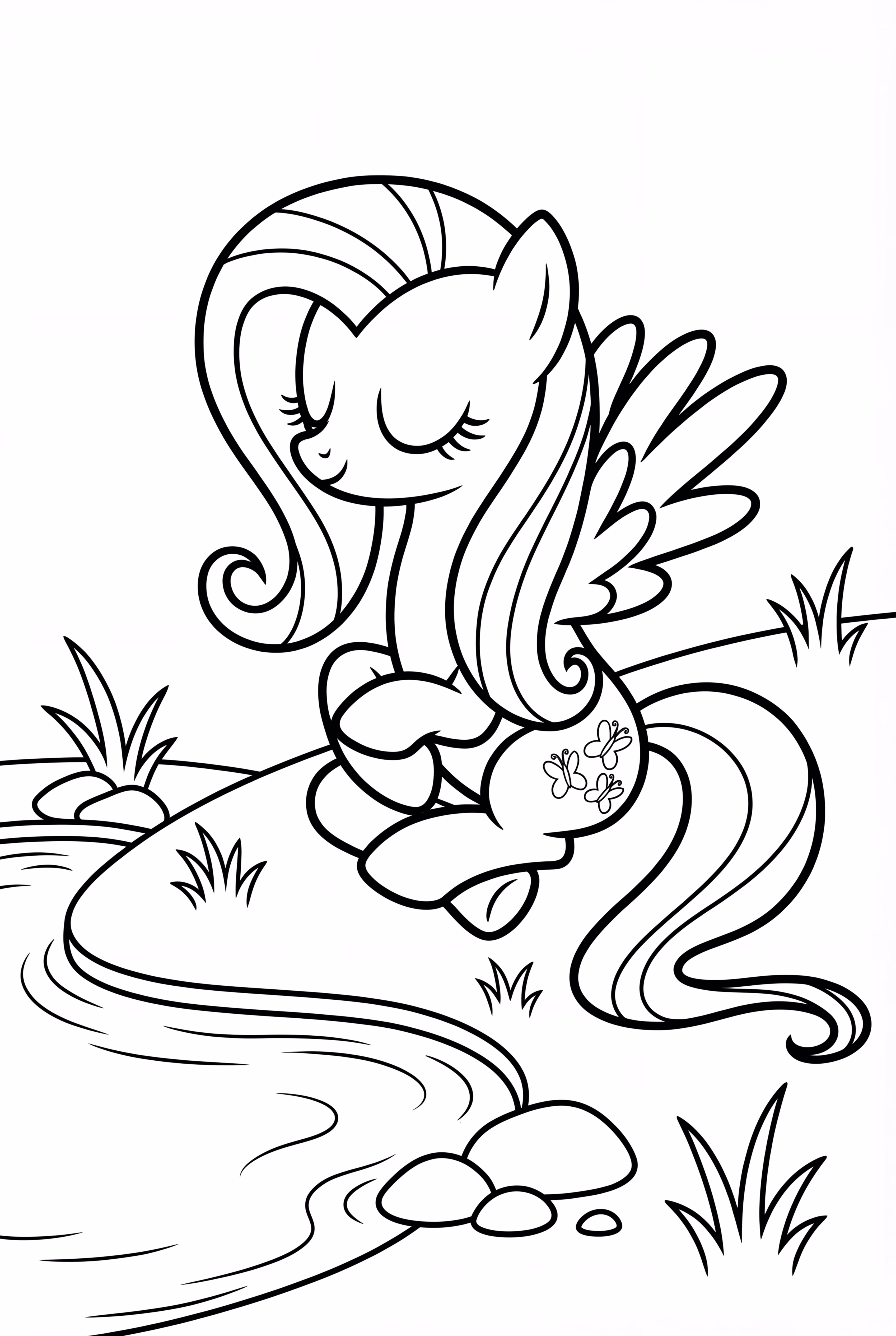 Fluttershy Meditating By A Pond