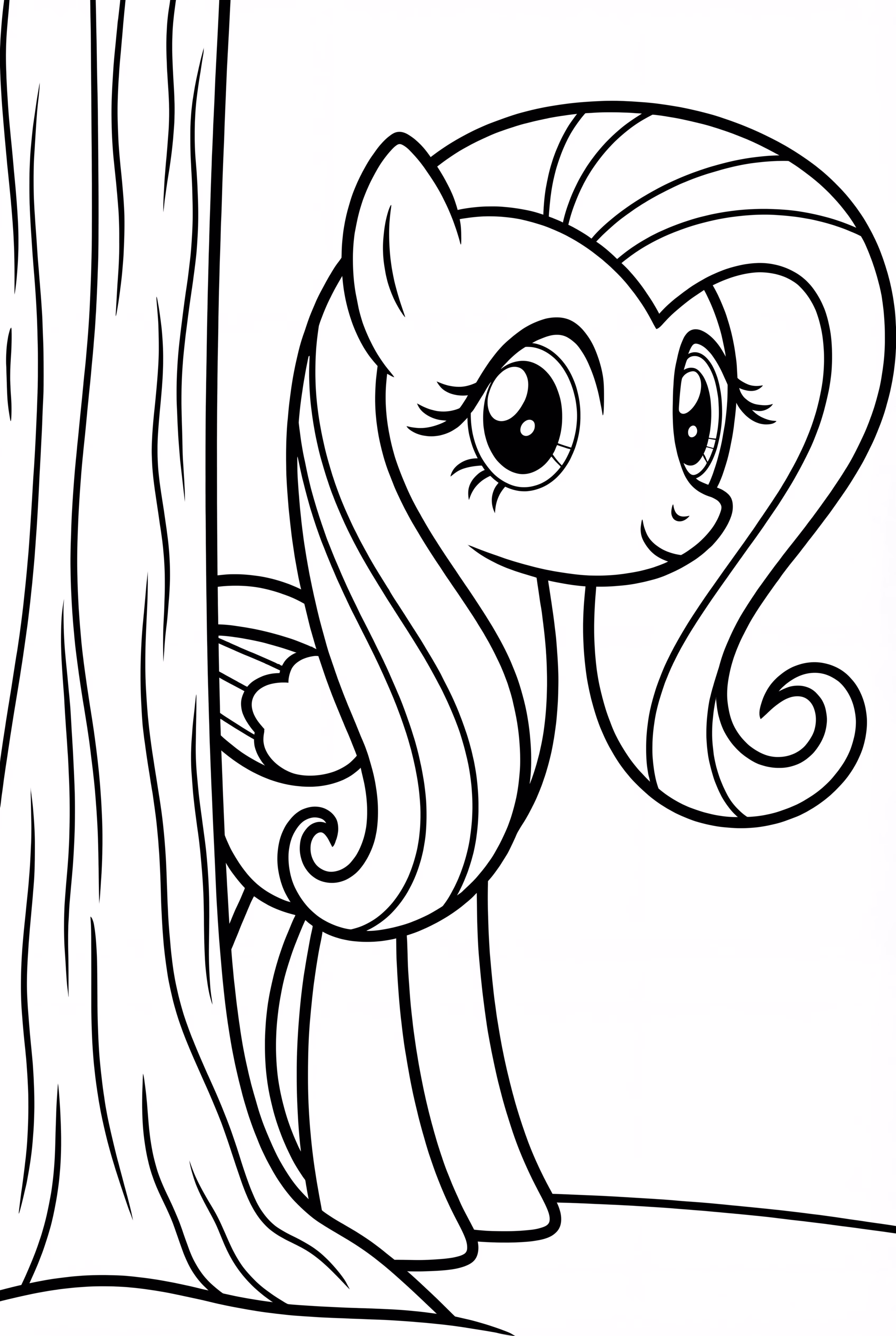 Fluttershy Peeking From Behind A Tree